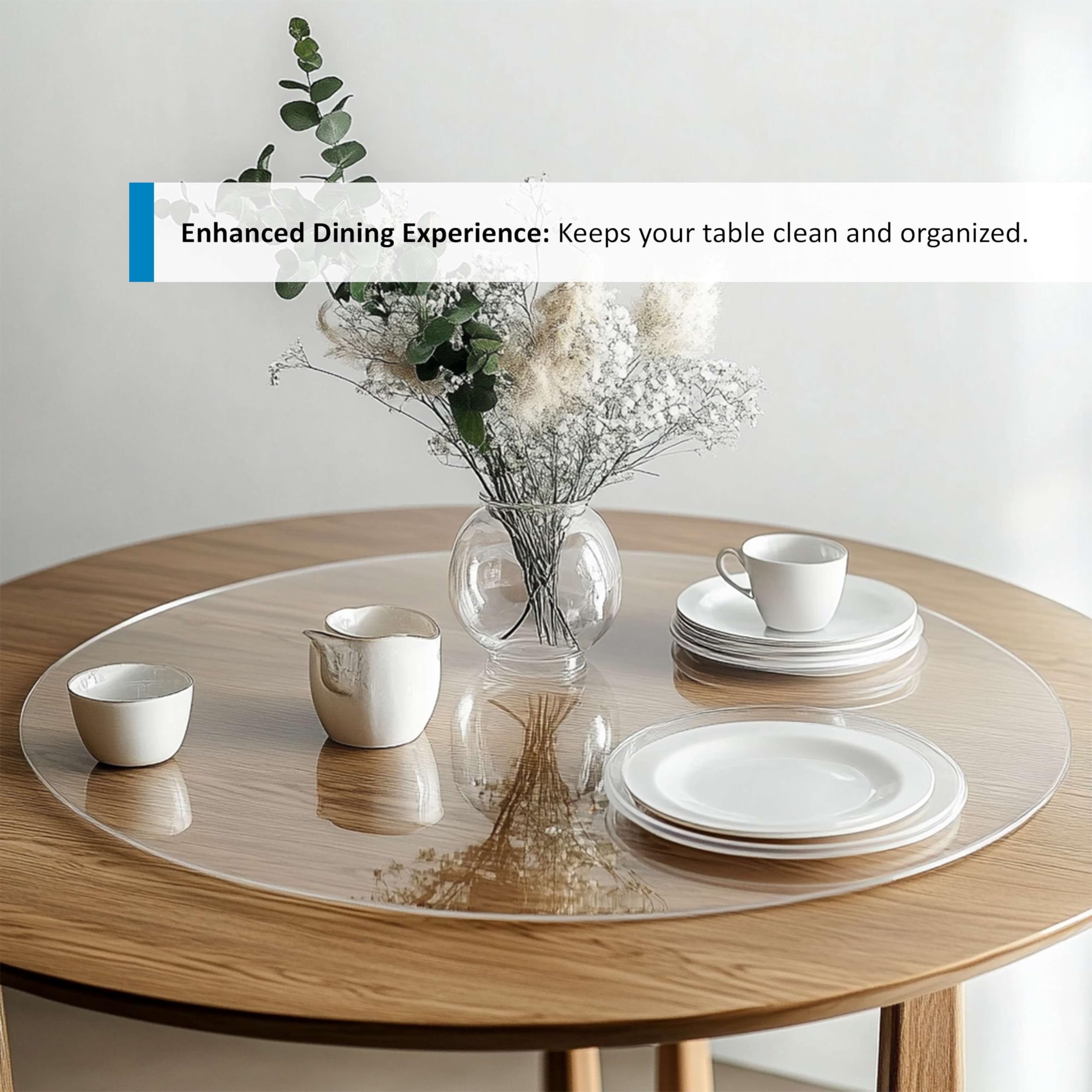 Nicoman Round Clear PVC Table Protector - 120cm Diameter | 2mm Thick | Food Grade 6