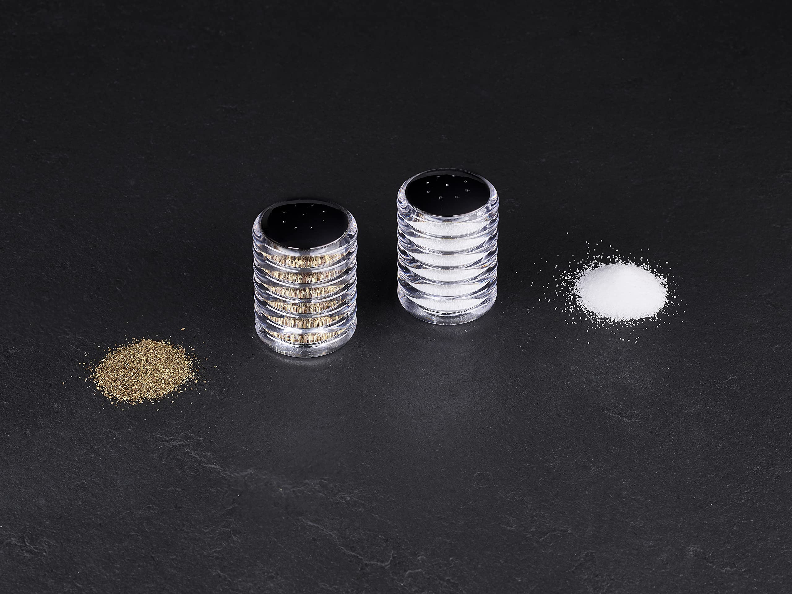 Cole & Mason Beehive Salt and Pepper Shakers - Acrylic/Chrome Twin Set | 70mm | Pre-filled 8