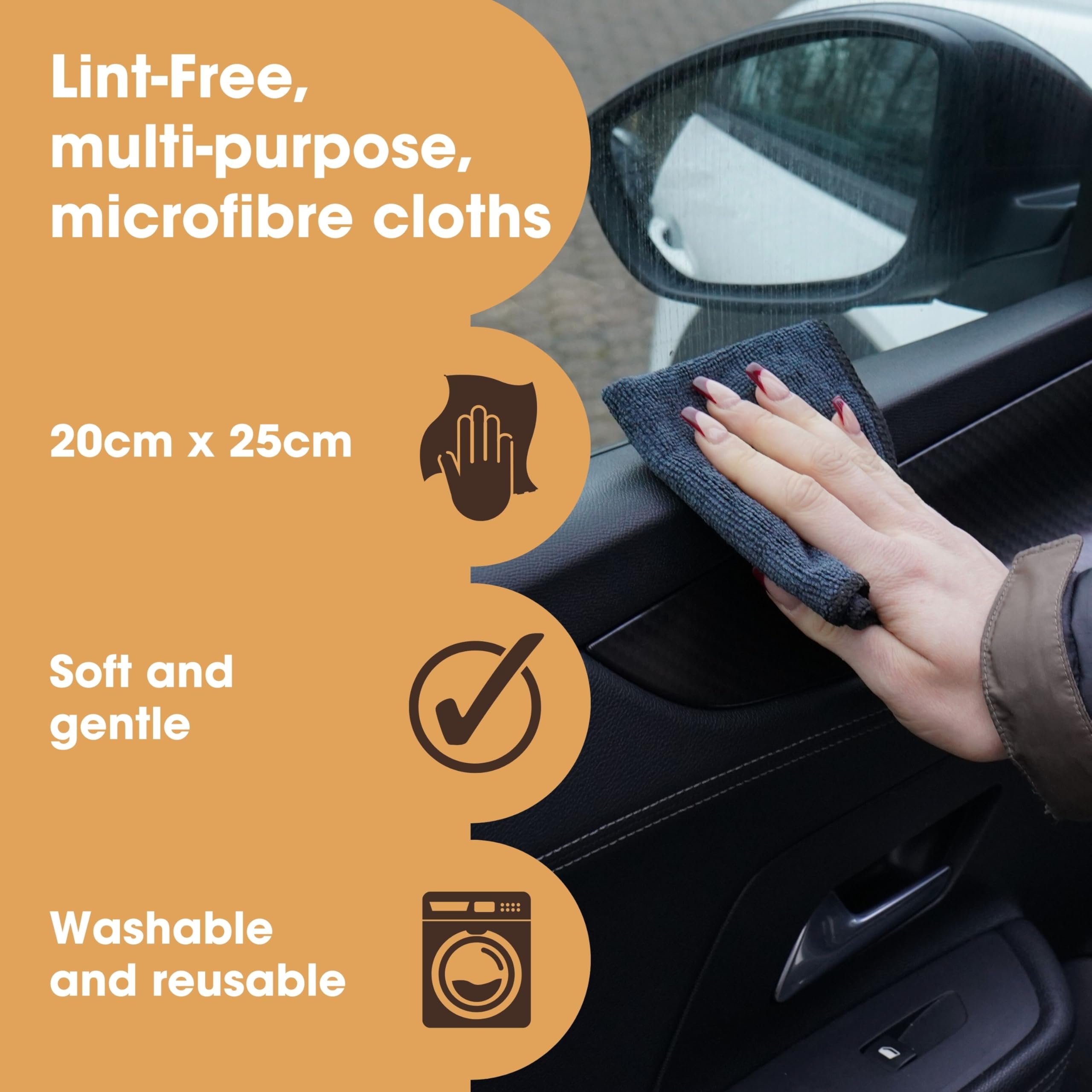 Furniture Clinic Microfibre Cleaning Cloths - Pack of 10, Black, Lint Free | 20cm x 25cm 2