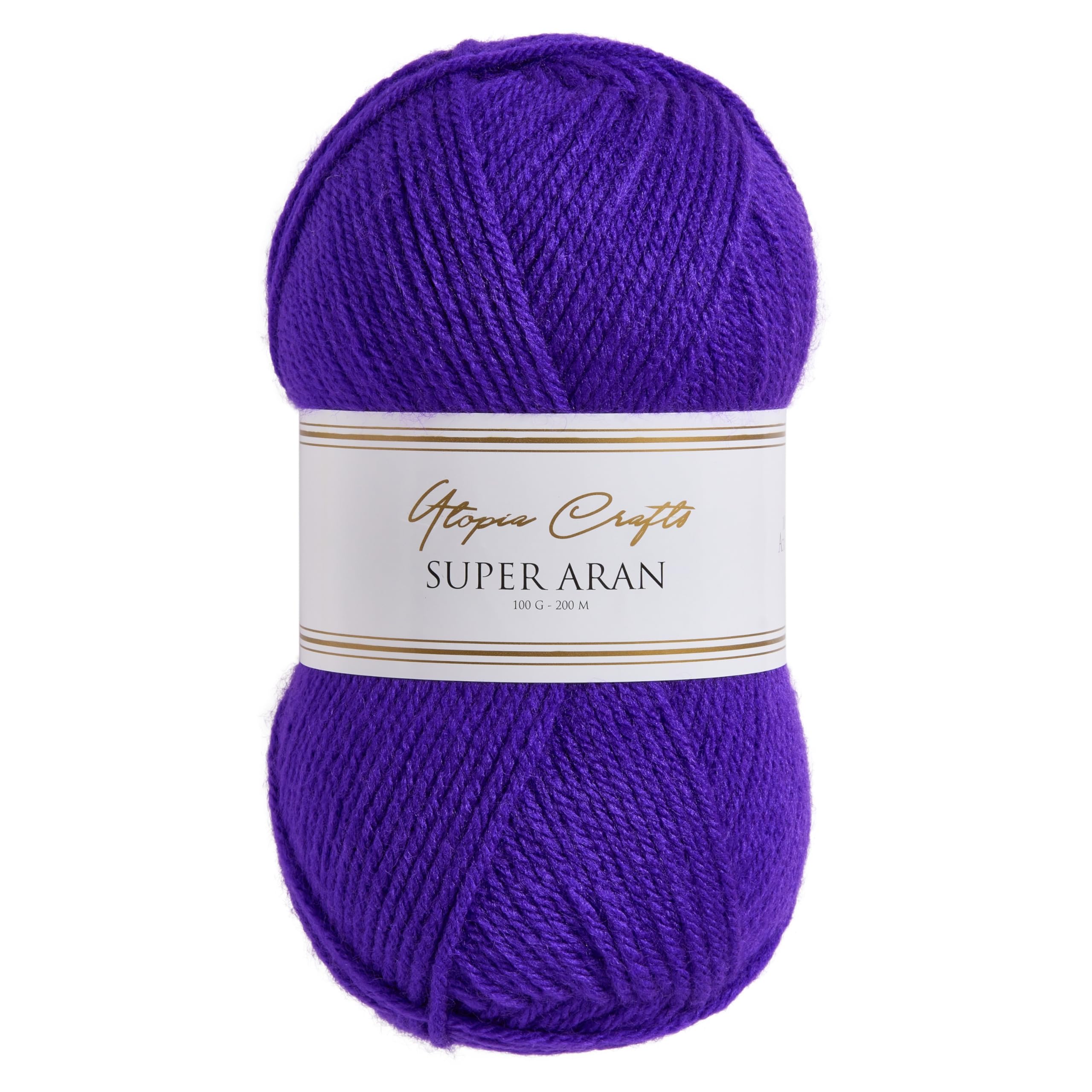 Utopia Crafts Aran Yarn - 100% Acrylic, 100g Ball | Jewel Purple | Vegan Certified 1