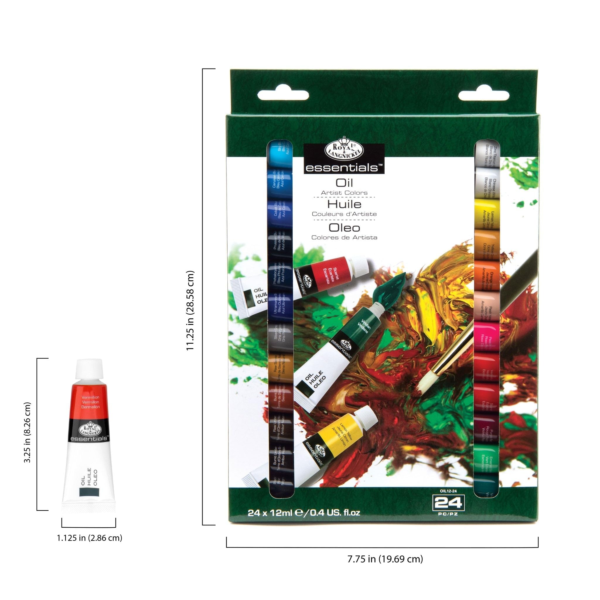 Royal & Langnickel Oil Painting Colour Set - 24 Tubes x 12ml | Highly Pigmented | Medium Viscosity 6