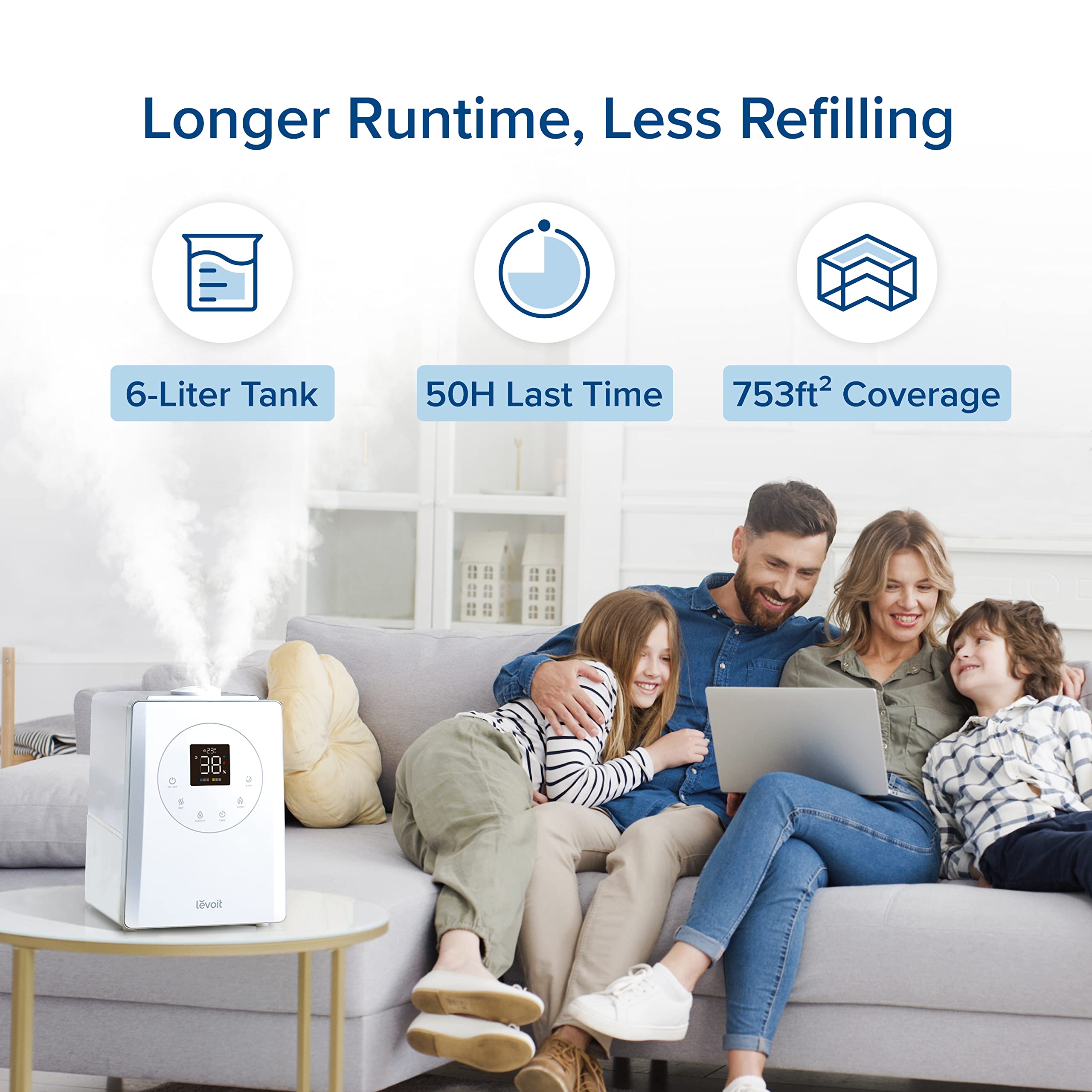 Levoit Smart Humidifier - 6L Warm & Cool Mist | Up to 50 Hour Runtime | App & Voice Control 4