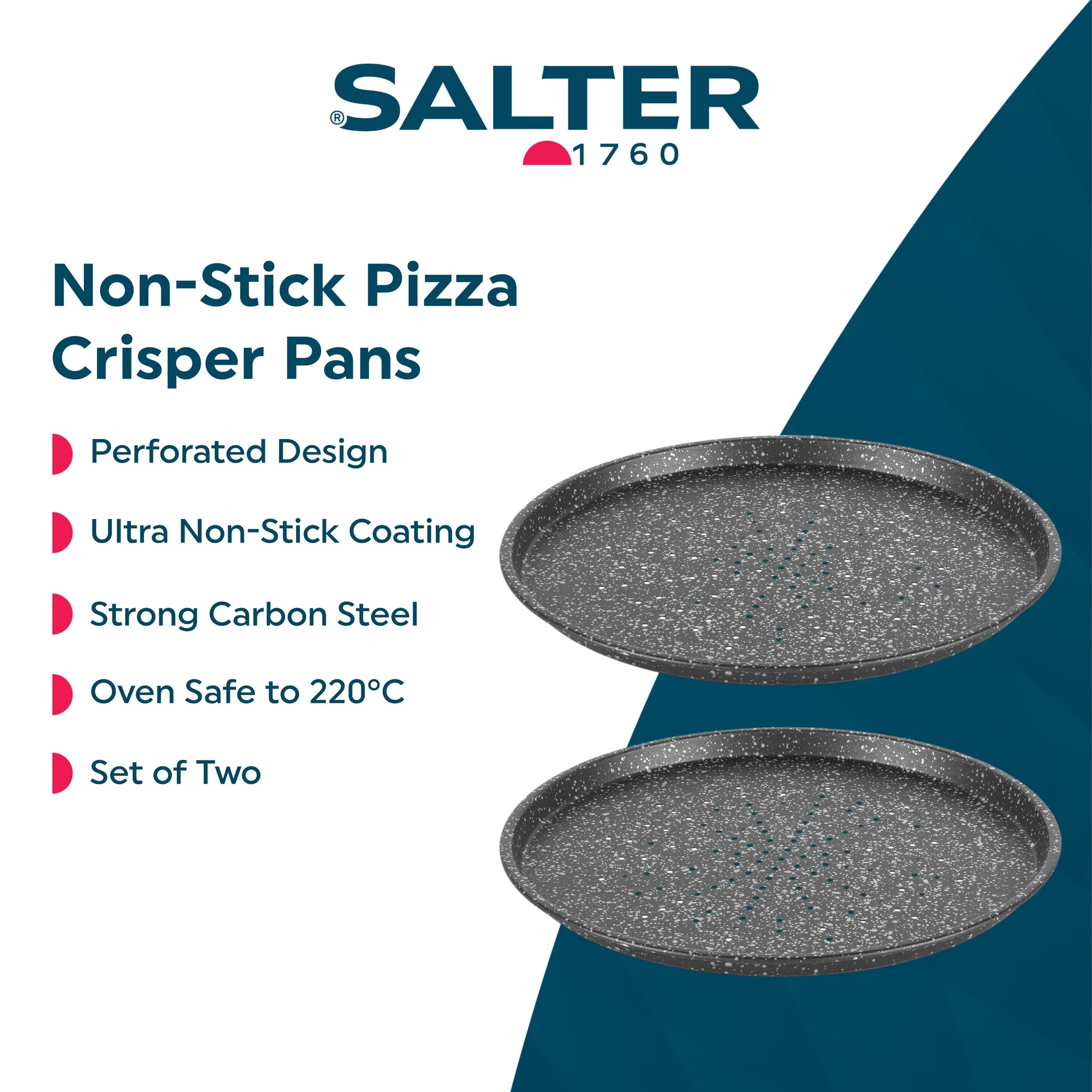 Salter Megastone Pizza Pans - Set of 2, 29 cm Non-Stick Trays, 12-Inch Round 2