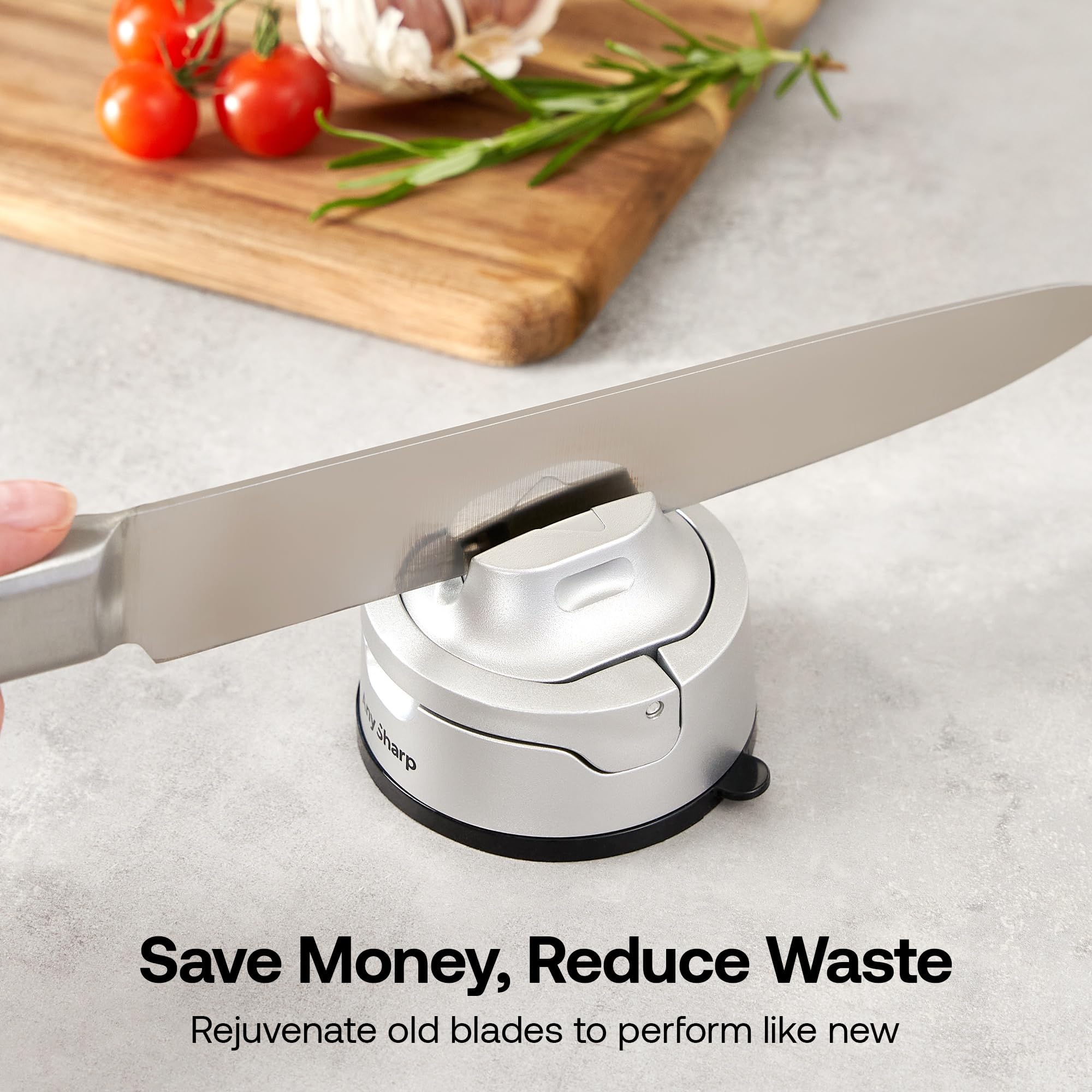 AnySharp Evo Knife Sharpener - Hands-Free Suction Base | Tungsten Carbide Edges | 2-Year Warranty 7