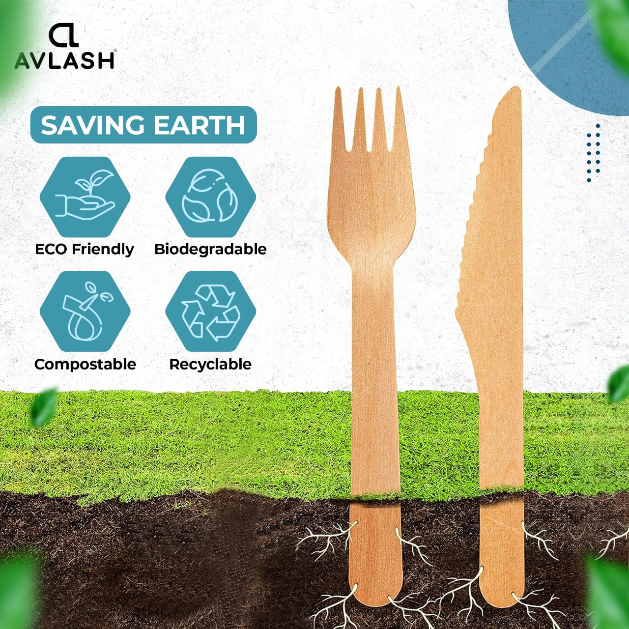 AVLASH Wooden Disposable Knives - Pack of 200, 6.25 Inch, Biodegradable Birchwood Cutlery 4