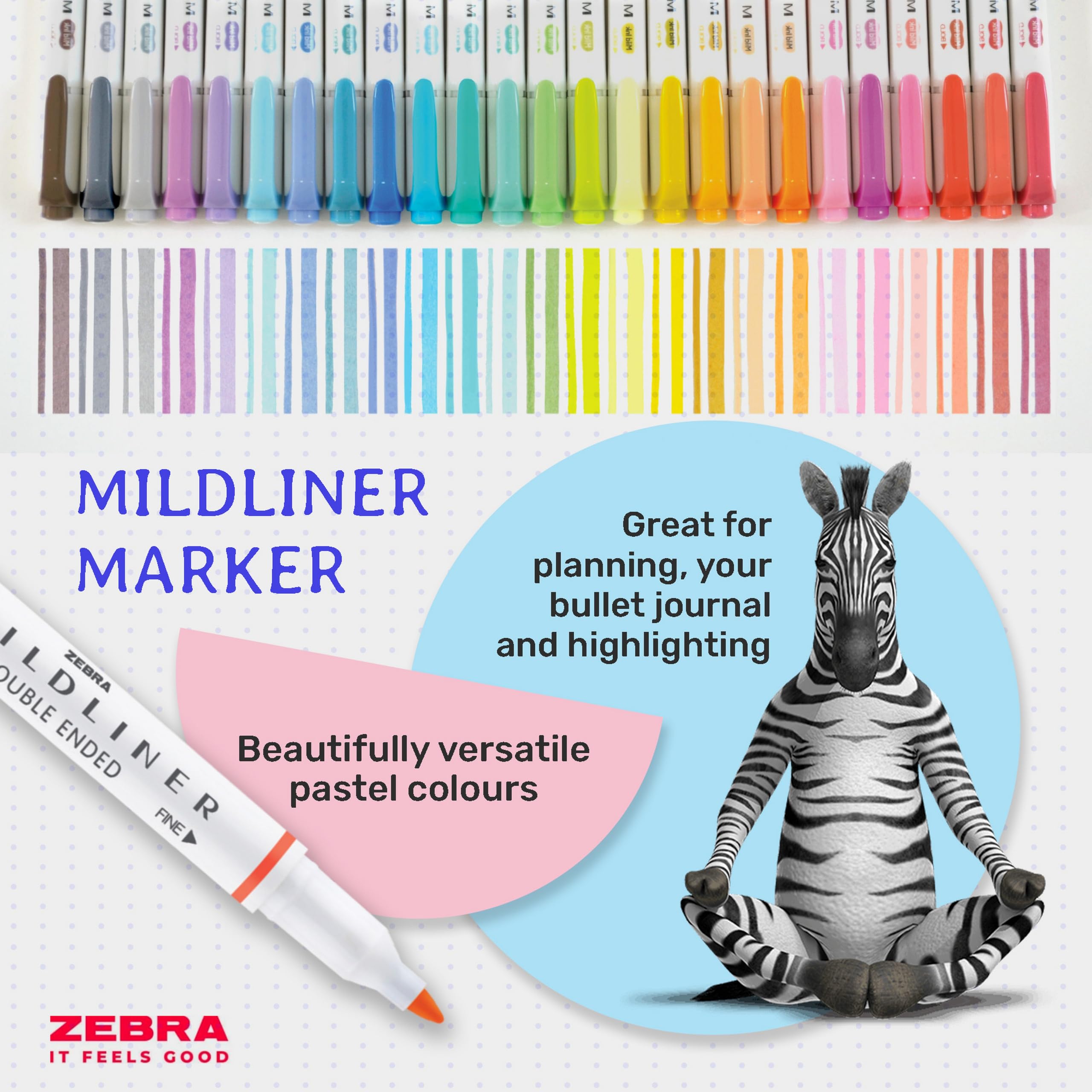 Zebra Pen Mildliner Creative Marker Double Ended Soft Mild Color | 15 Pack | Dual Tip 6