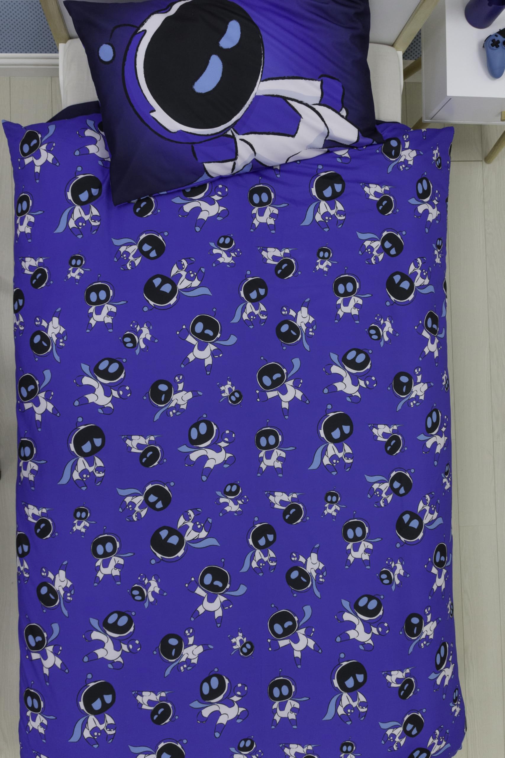 Character World Astro Bot Official Single Duvet Cover Set | Reversible Space Gaming Design | Blue 7