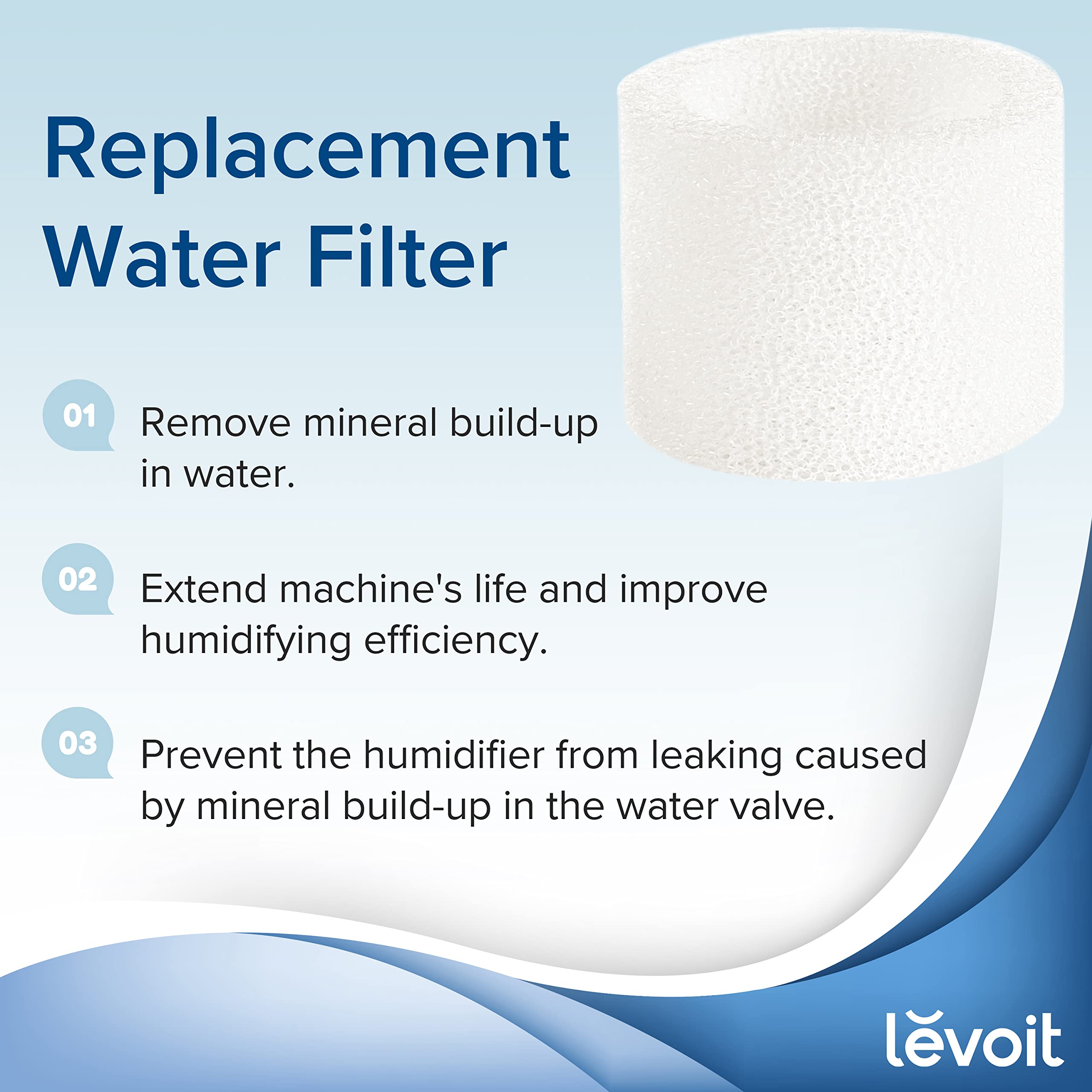 Levoit Humidifier Replacement Filters - 10 Pack | Captures Fine Particles | Gray Sponge Material 2