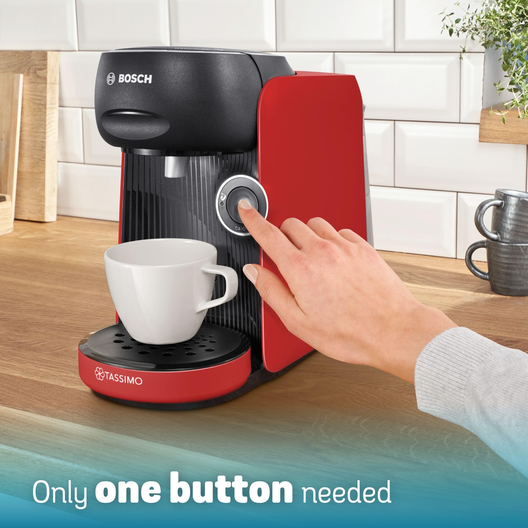 Tassimo by Bosch Finesse Friendly Single Serve Coffee Machine - Red | TAS163EGB | One-Touch 7