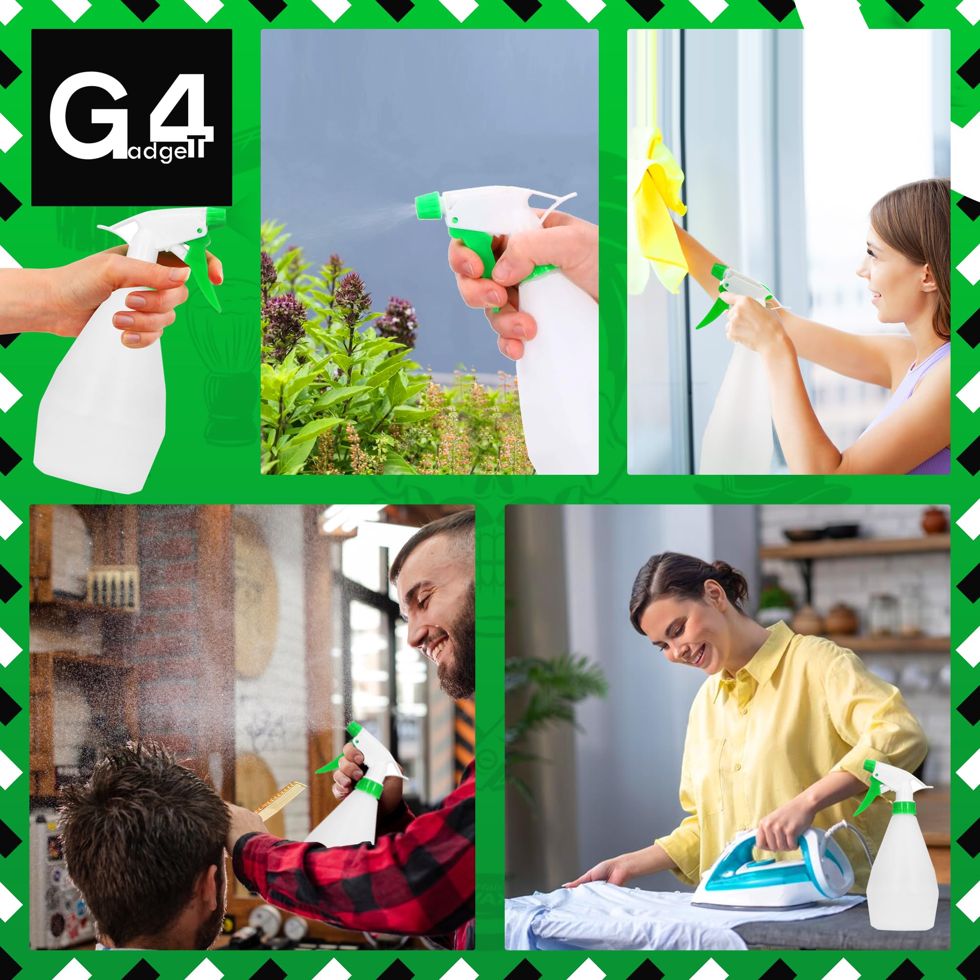 G4GADGET 900ml Spray Bottle - Durable Plastic for Cleaning, Gardening & Hair Misting | Adjustable Trigger 7