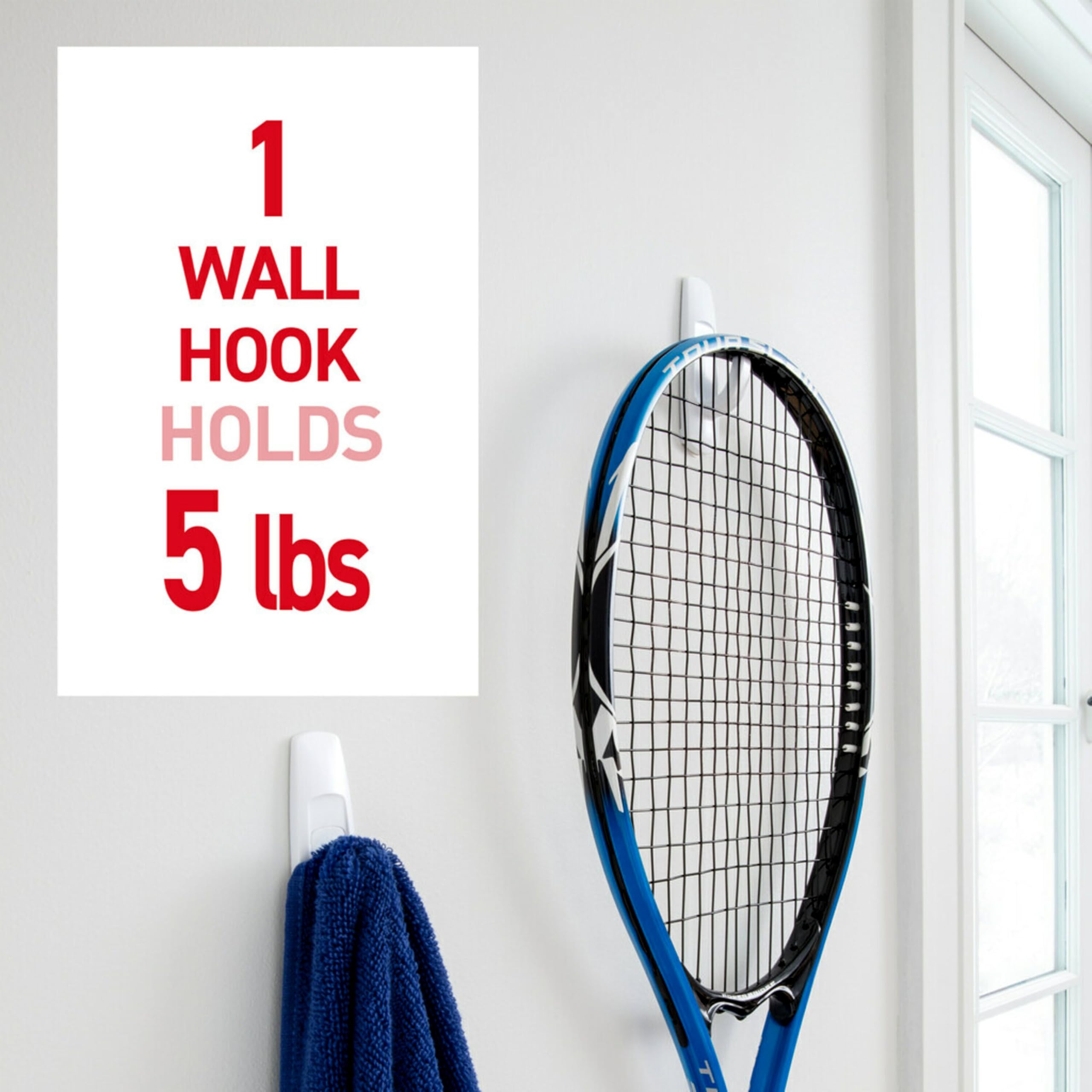 Command Large Utility Hooks - Damage Free Hanging | Holds 5 lbs | White Plastic | 7 Hooks & 12 Strips 3