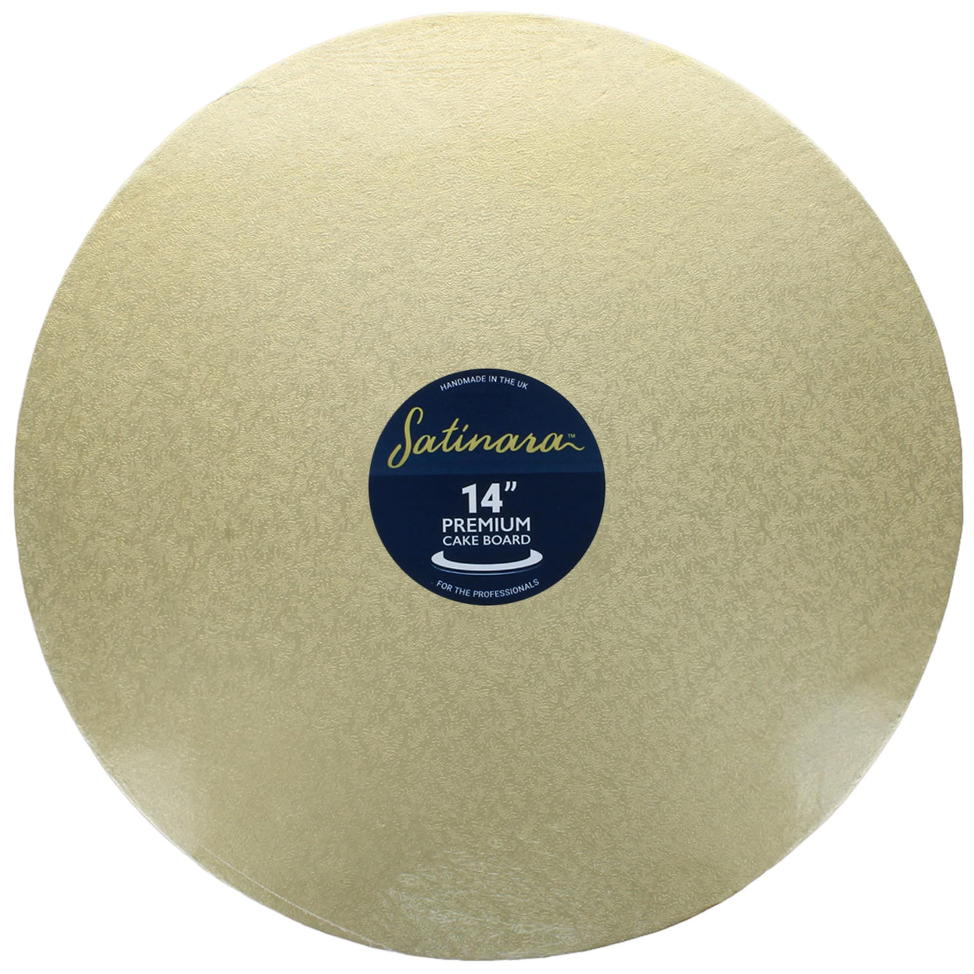 Satinara Cake Board - 14 Inch Round Cake Drum | 12mm Thick, Pale Gold Foil | Handmade in UK 8