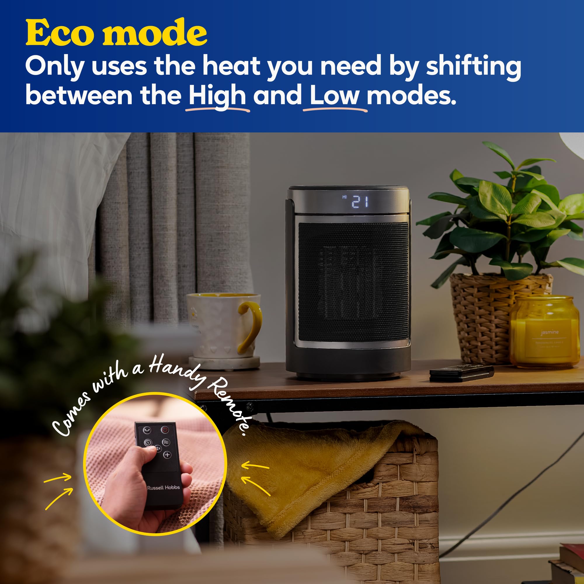 Russell Hobbs RHCH2002S Electric Space Heater - 1500W, Oscillating, Remote Control | Heats up to 15m² 6
