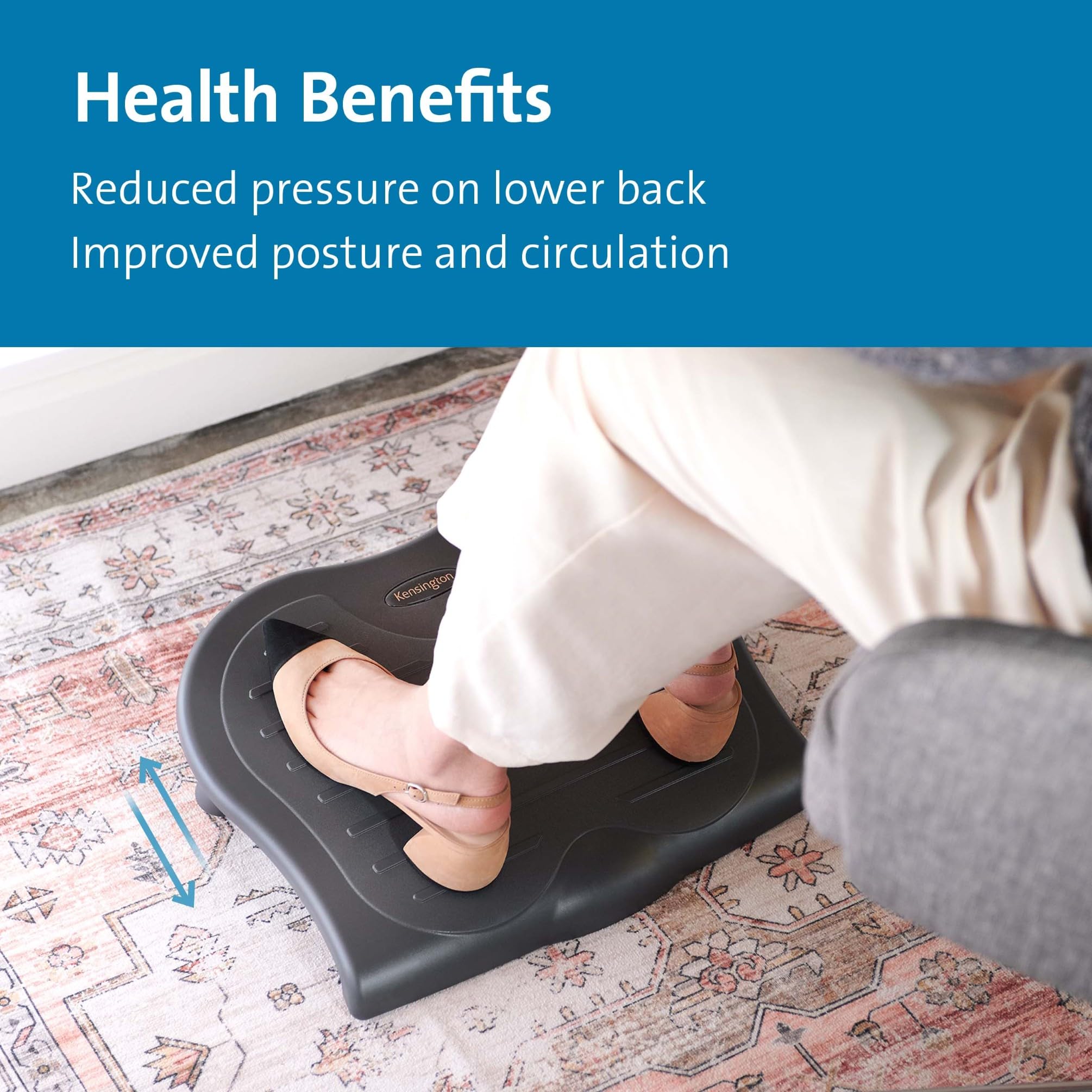 Kensington SoleSaver Adjustable Ergonomic Foot Rest - 3 Tilt Settings | Textured Surface | Black Plastic 5