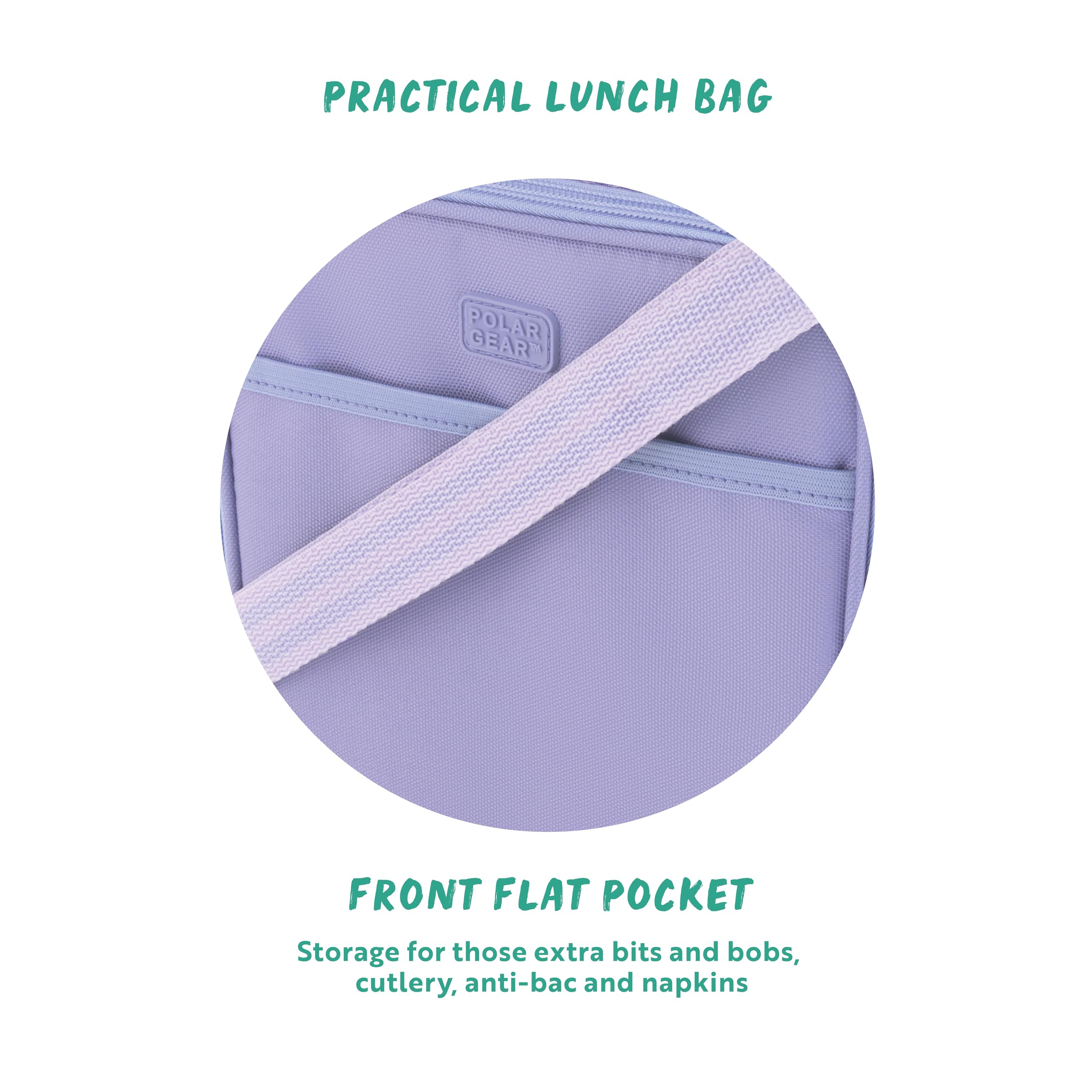 Polar Gear Insulated Kids Lunch Bag - Adjustable Strap | Wipe-Clean Antibacterial Lining | Heather 5