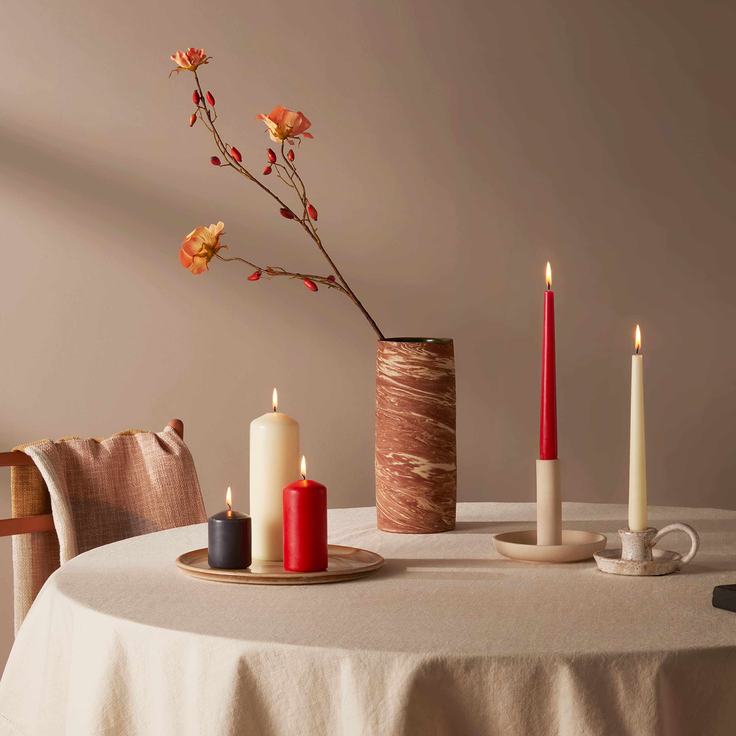 BOLSIUS Tapered Dinner Candles - Delicate Red | 8-Pack | 7 Hour Burn Time | Unscented 4