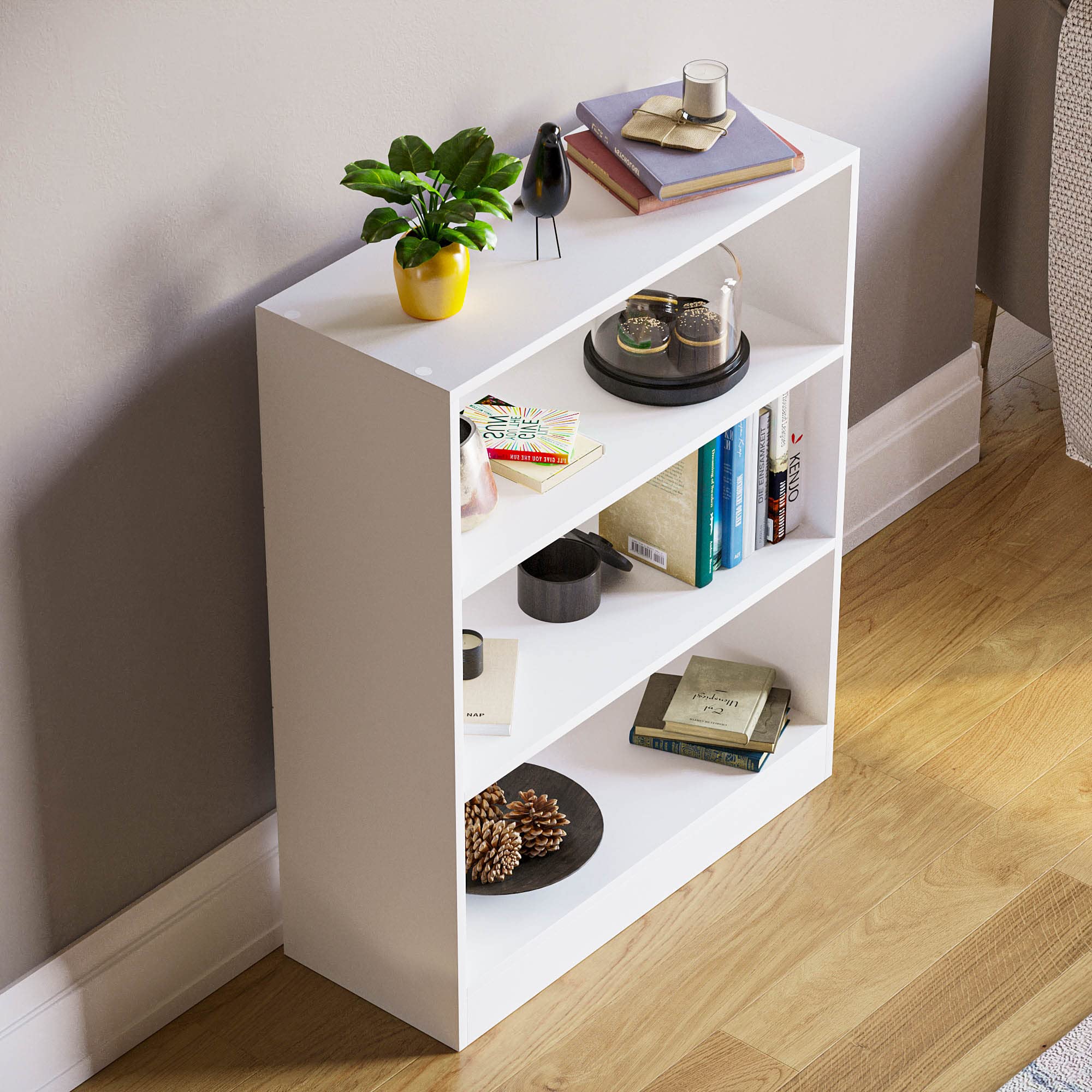 Vida Designs Cambridge Low Bookcase - 3 Tier Storage | White Finish | H 75 x W 60 cm 7
