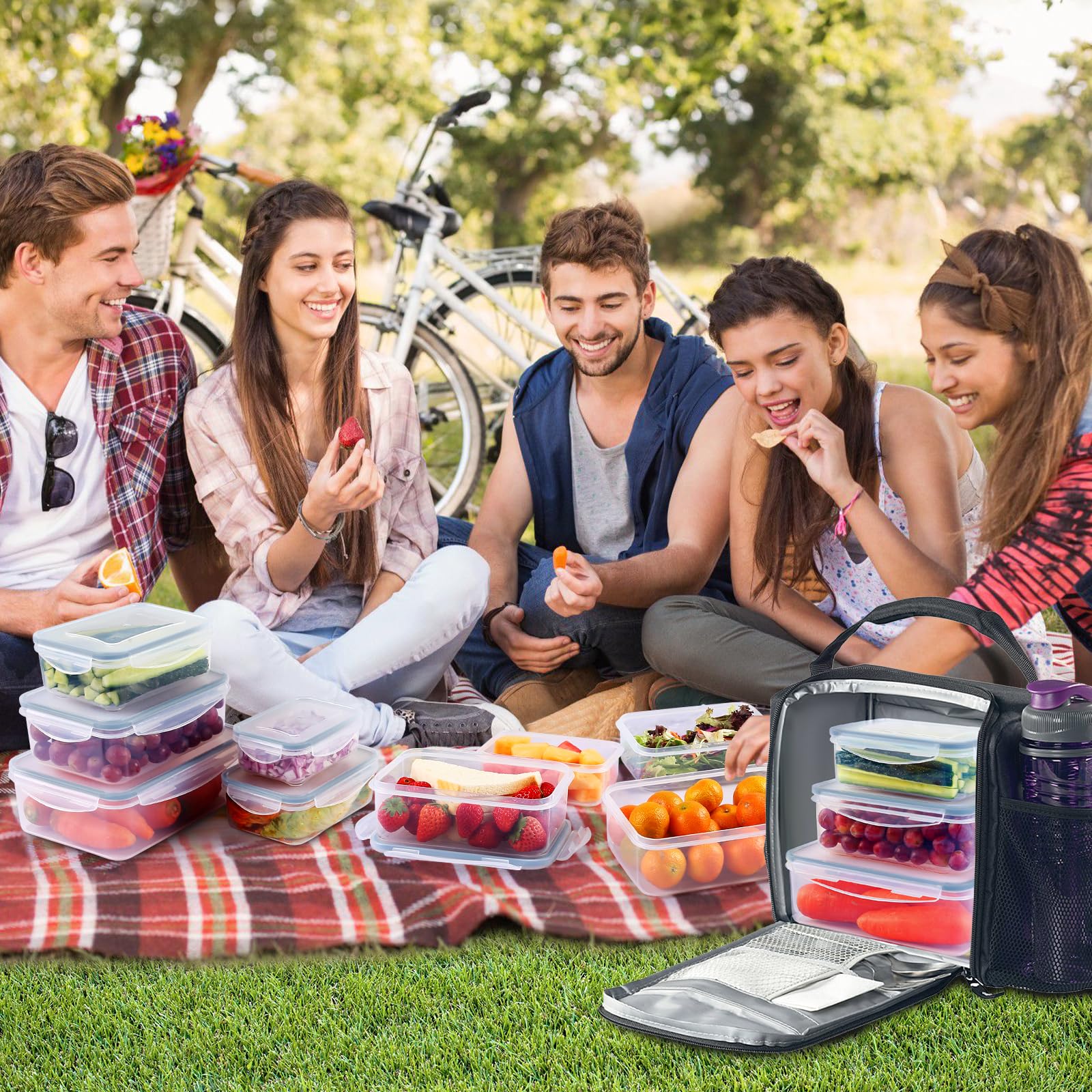 YASHE Food Storage Container Set - Airtight, Leak-Proof, Stackable, BPA Free | 4 Pcs Rectangular Set 7