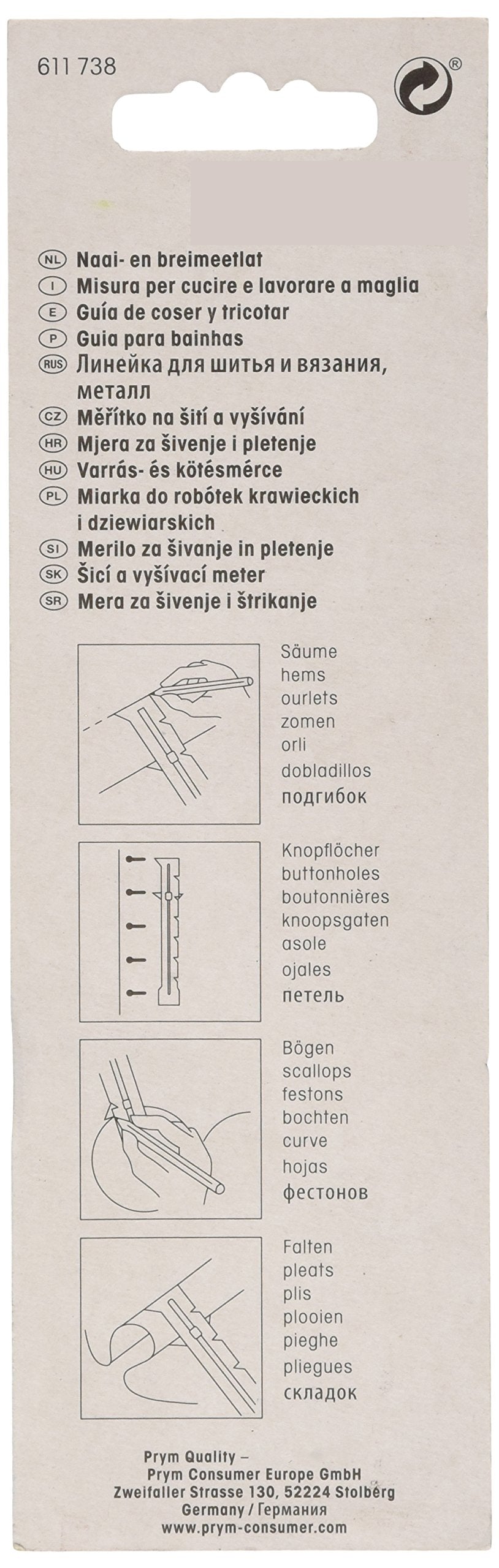 Prym Sew and Knit Gauge - Dual Scale cm/inch Ruler with Spacers | 12.5cm/6in 2