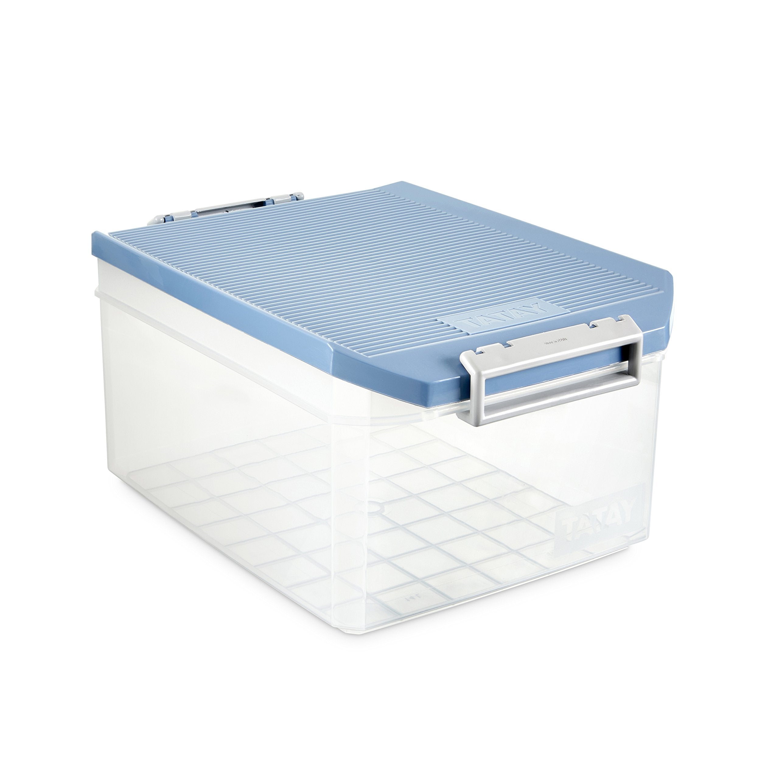 TATAY 14L Lidded Storage Box with Handles | Stackable, BPA Free Polypropylene | Blue