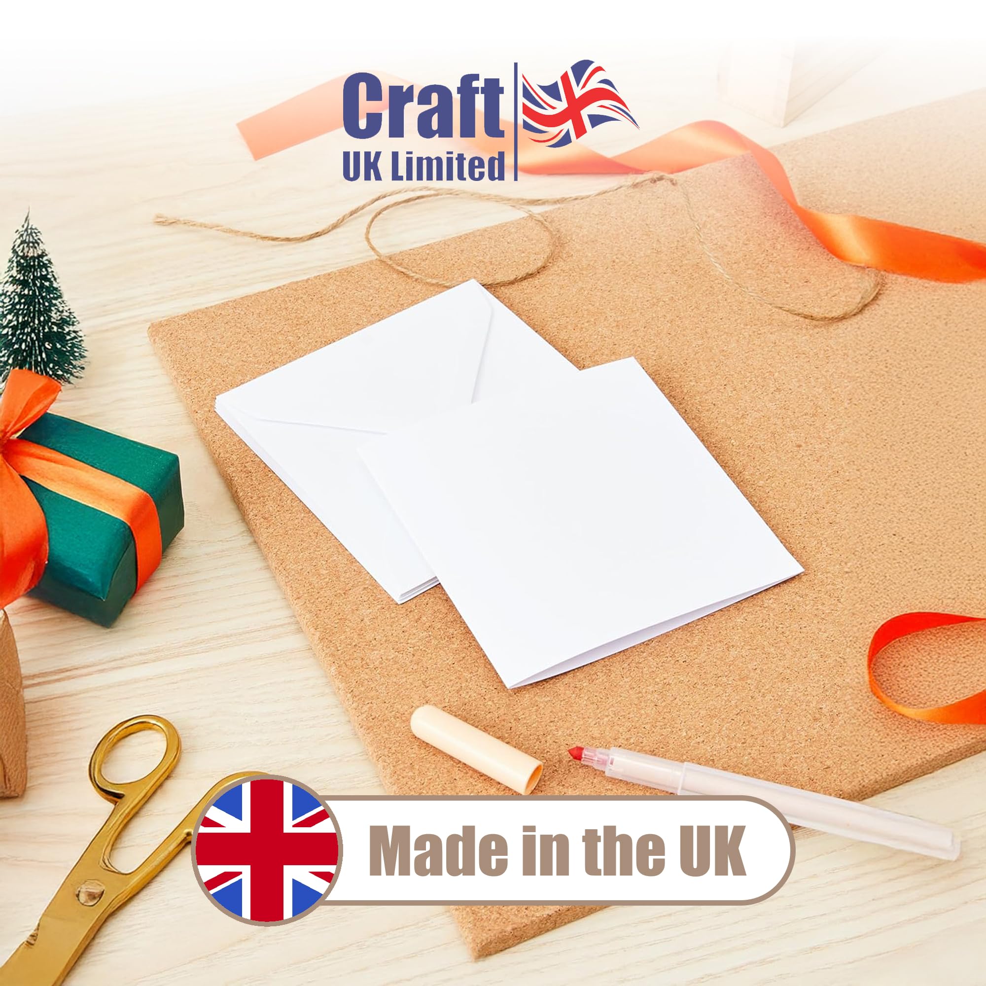 Craft UK 8x8 Inch Card Blanks and Envelopes Pack of 25 - 300gsm White Card 2