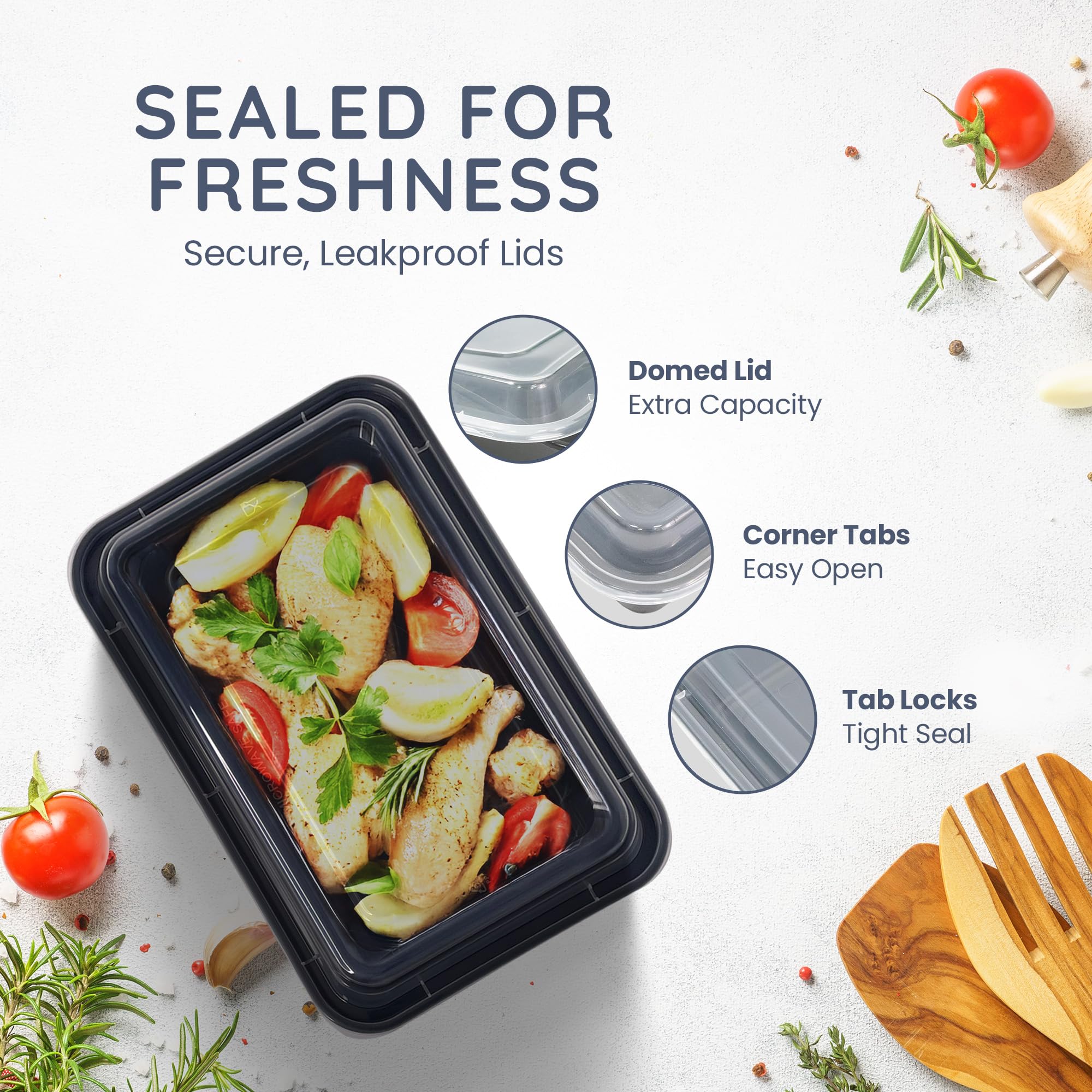 CUQOO Meal Prep Containers - 10 Pack Single Compartment Lunch Boxes | BPA-Free, Reusable, Stackable 4