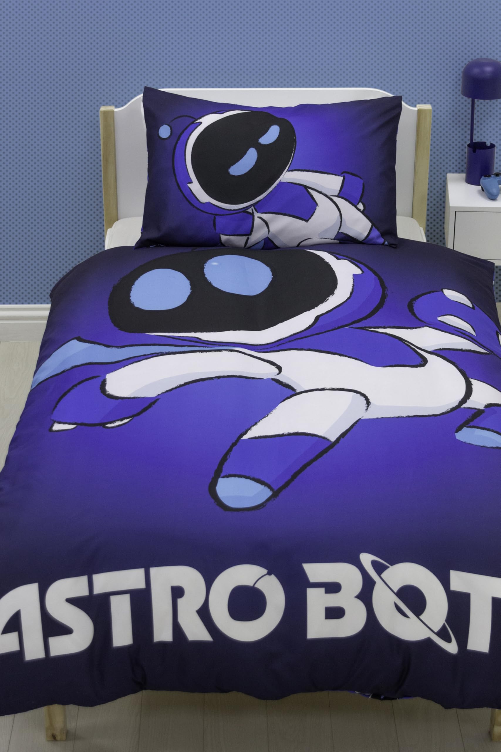 Character World Astro Bot Official Single Duvet Cover Set | Reversible Space Gaming Design | Blue 4