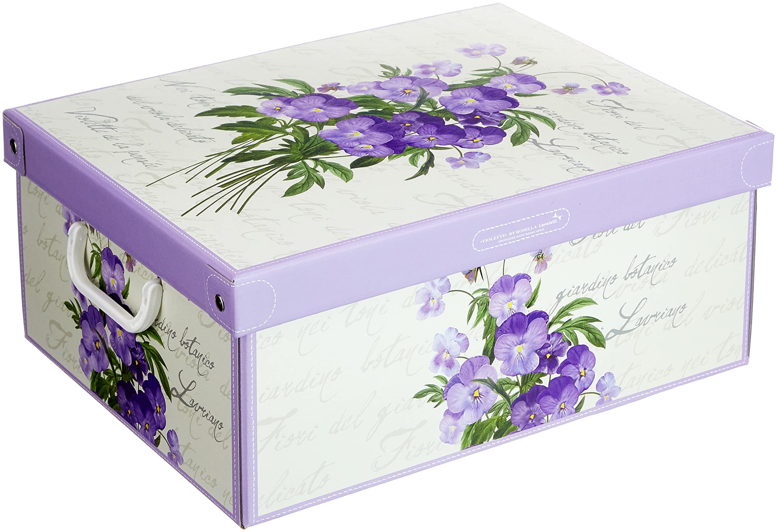 Lavatelli KANGURU Collection Decorative Storage Box with Handles and Lid, Violet, 42x32x17.5cm 1