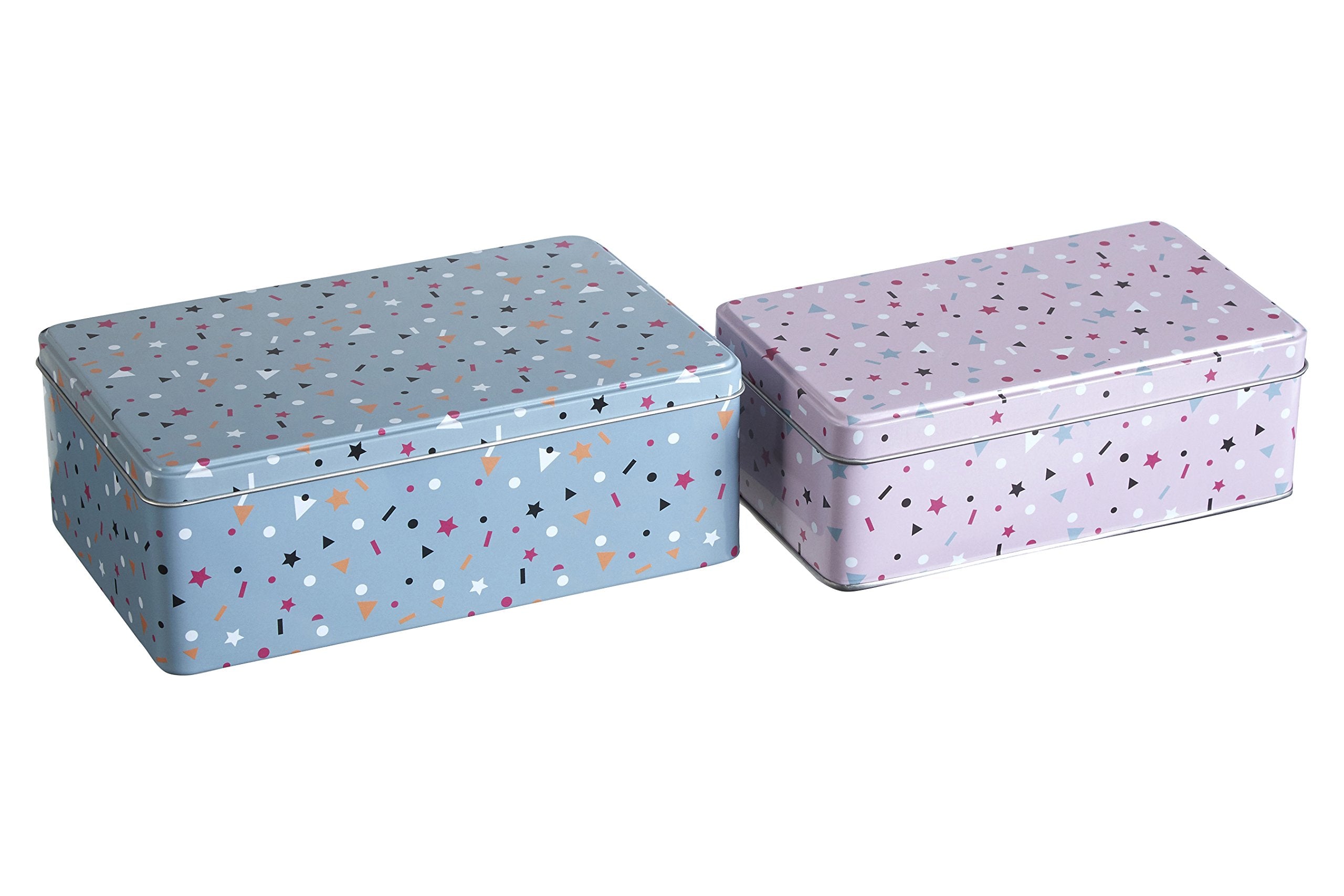 Premier Housewares Rectangular Multi-Colour Storage Tin Set - Airtight, Nesting, 2 Pack 1