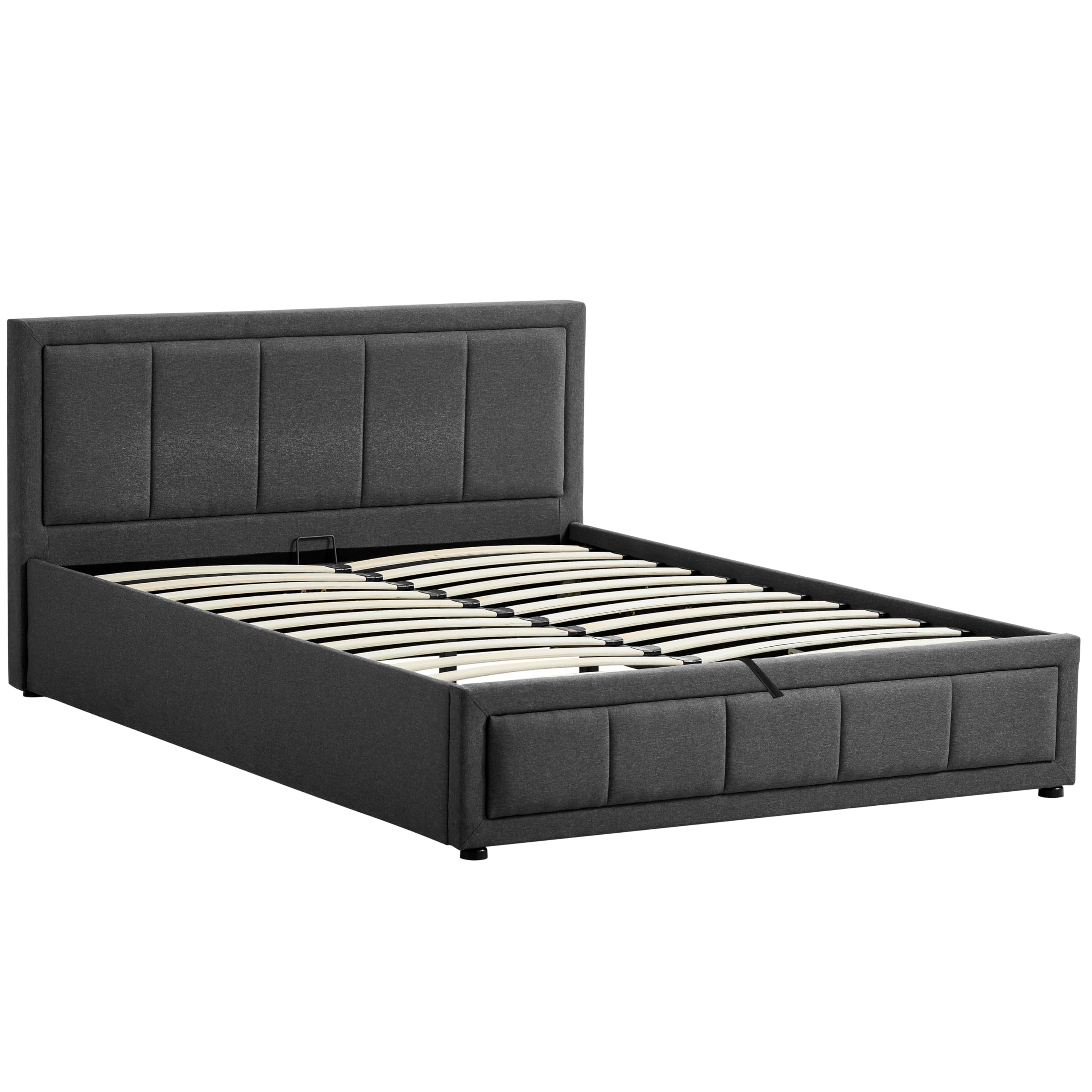 Vida Designs Vanita Double Ottoman Fabric Bed Frame - Dark Grey | Linen Upholstery | Storage 9