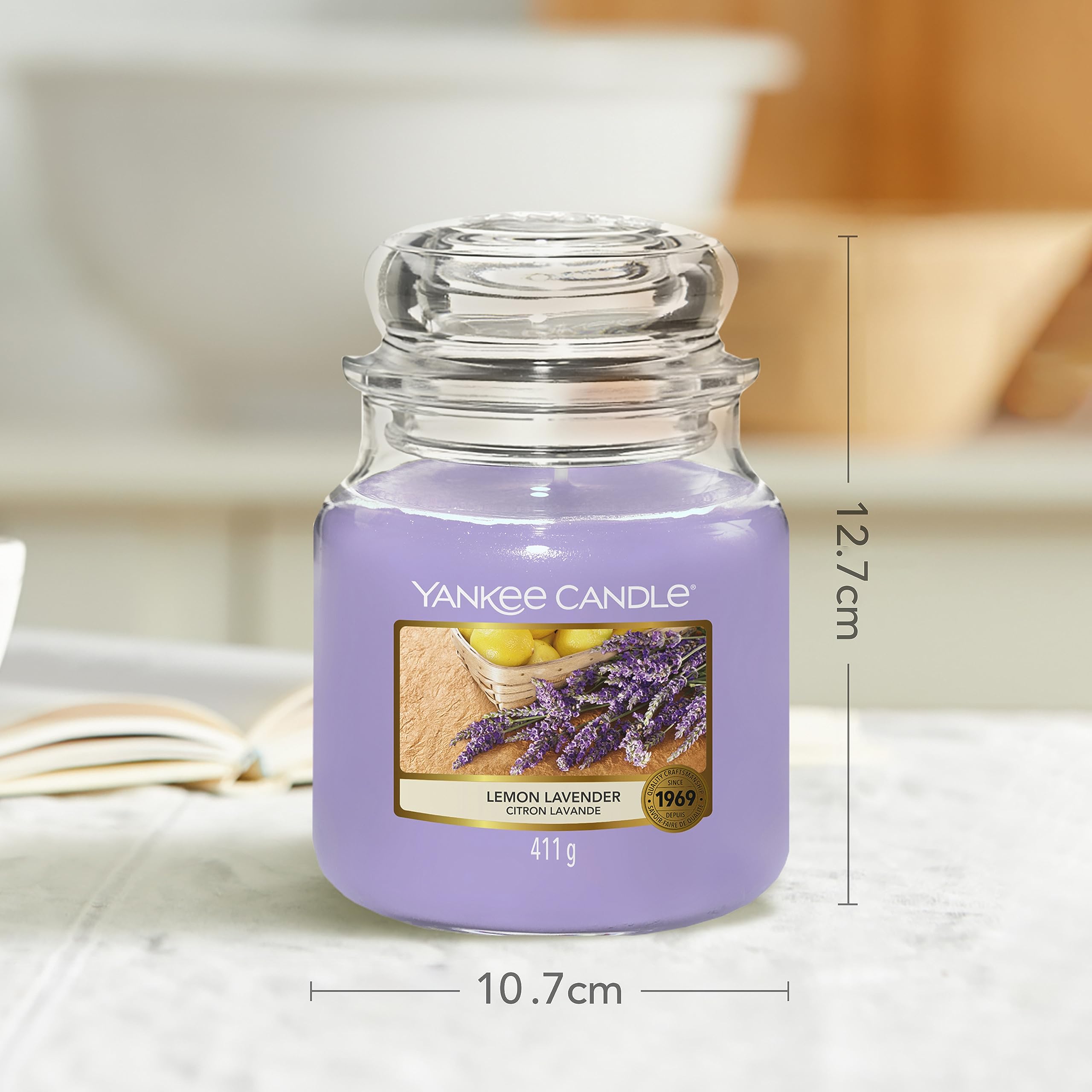 Yankee Candle Lemon Lavender Scented Candle - Classic Medium Jar | 411g | Clean, Even Burn 4