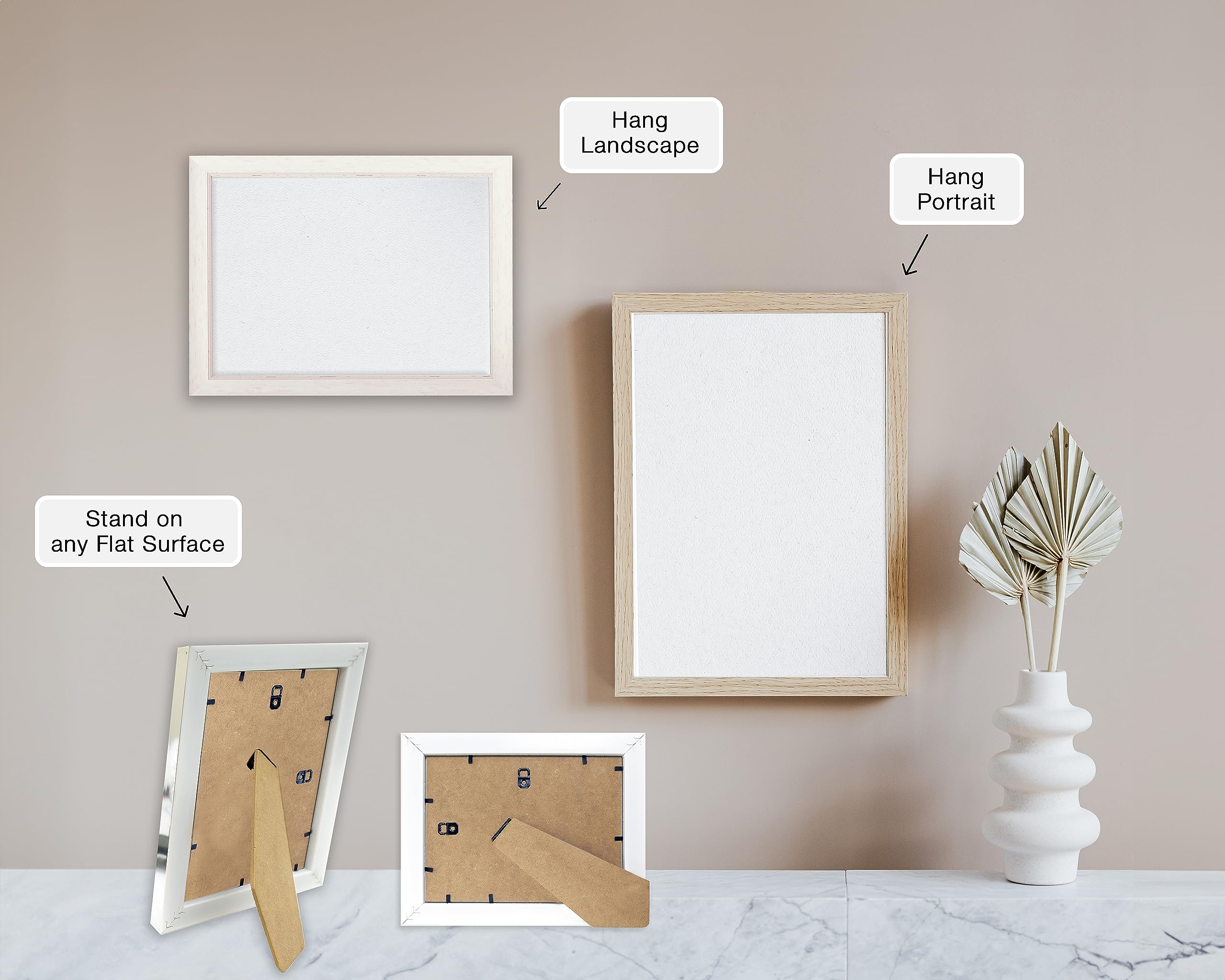 INOV8 Dense Wood Photo Frame - Lime Oak | 12'x8' (30.48cm x 20.32cm) | Tabletop & Wall Mount 2
