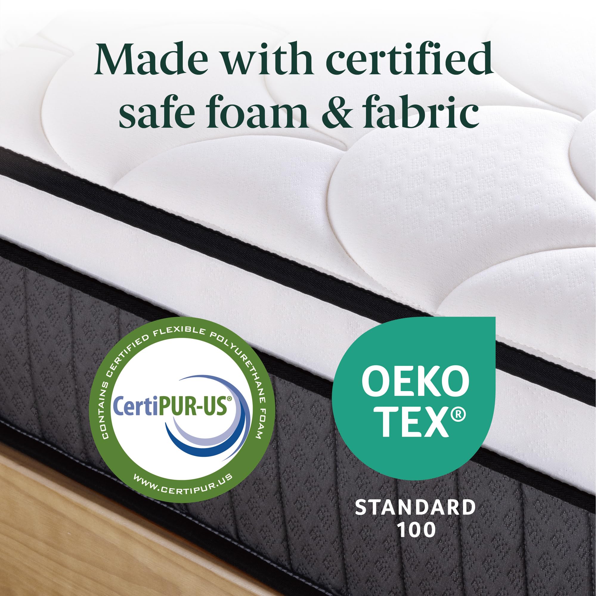 Zinus Double Memory Foam & Pocket Spring Mattress - 10'' Height | Medium Firmness | Hybrid Support | OEKO-TEX Certified 5