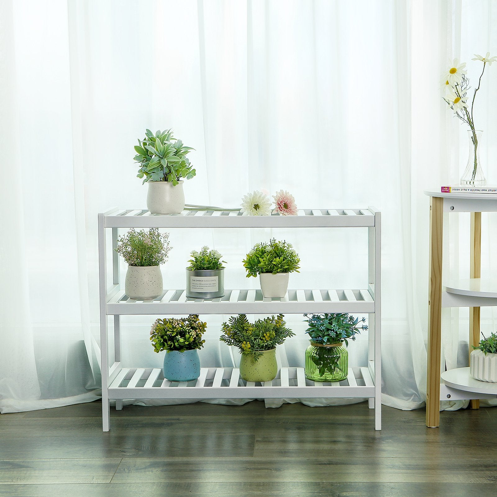 SONGMICS 3-Tier Bamboo Shoe Rack - White Finish | 70cm Wide | 10kg Per Shelf 7