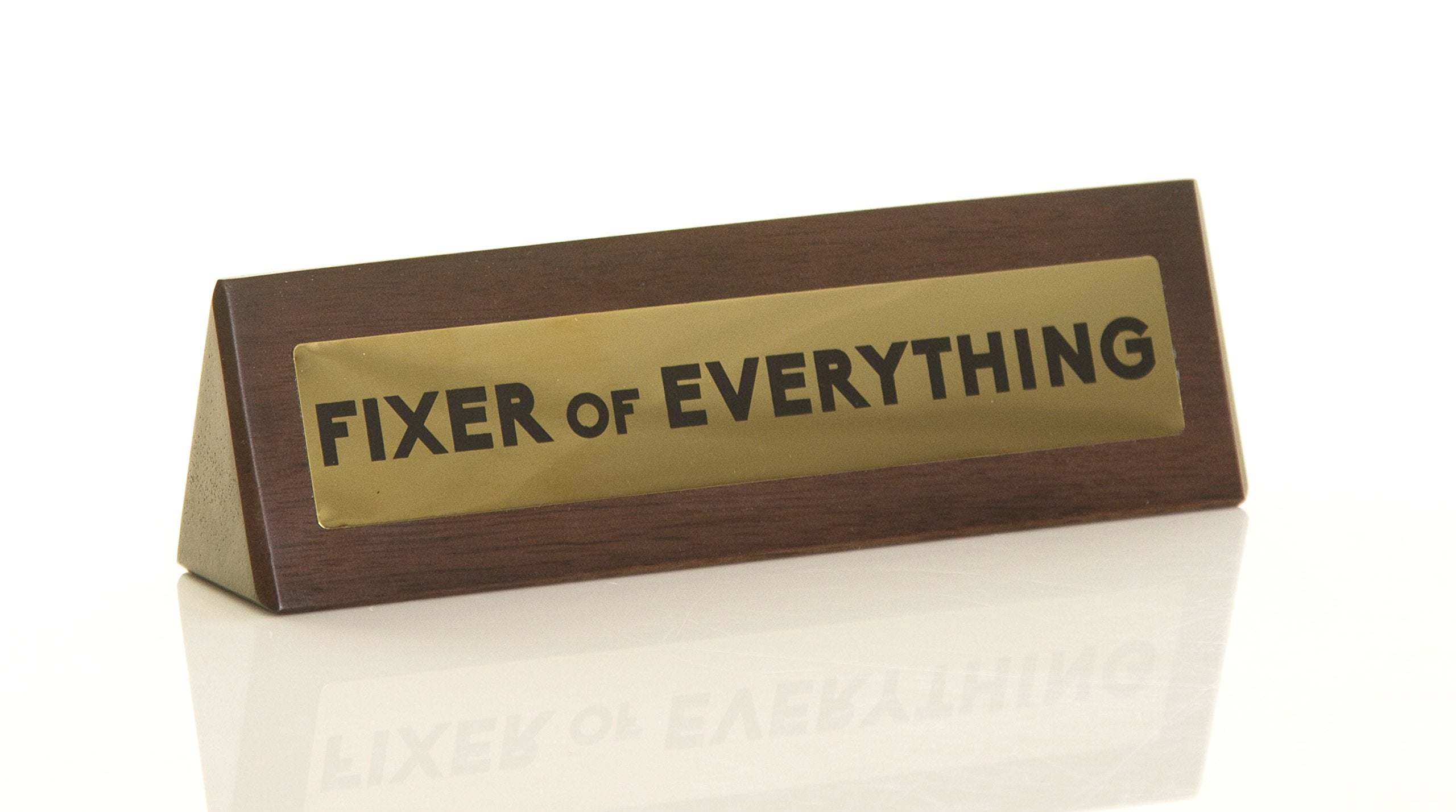 Boxer Gifts Fixer of Everything Novelty Wooden Desk Warning Sign | Office Humour Gift | Brown 1