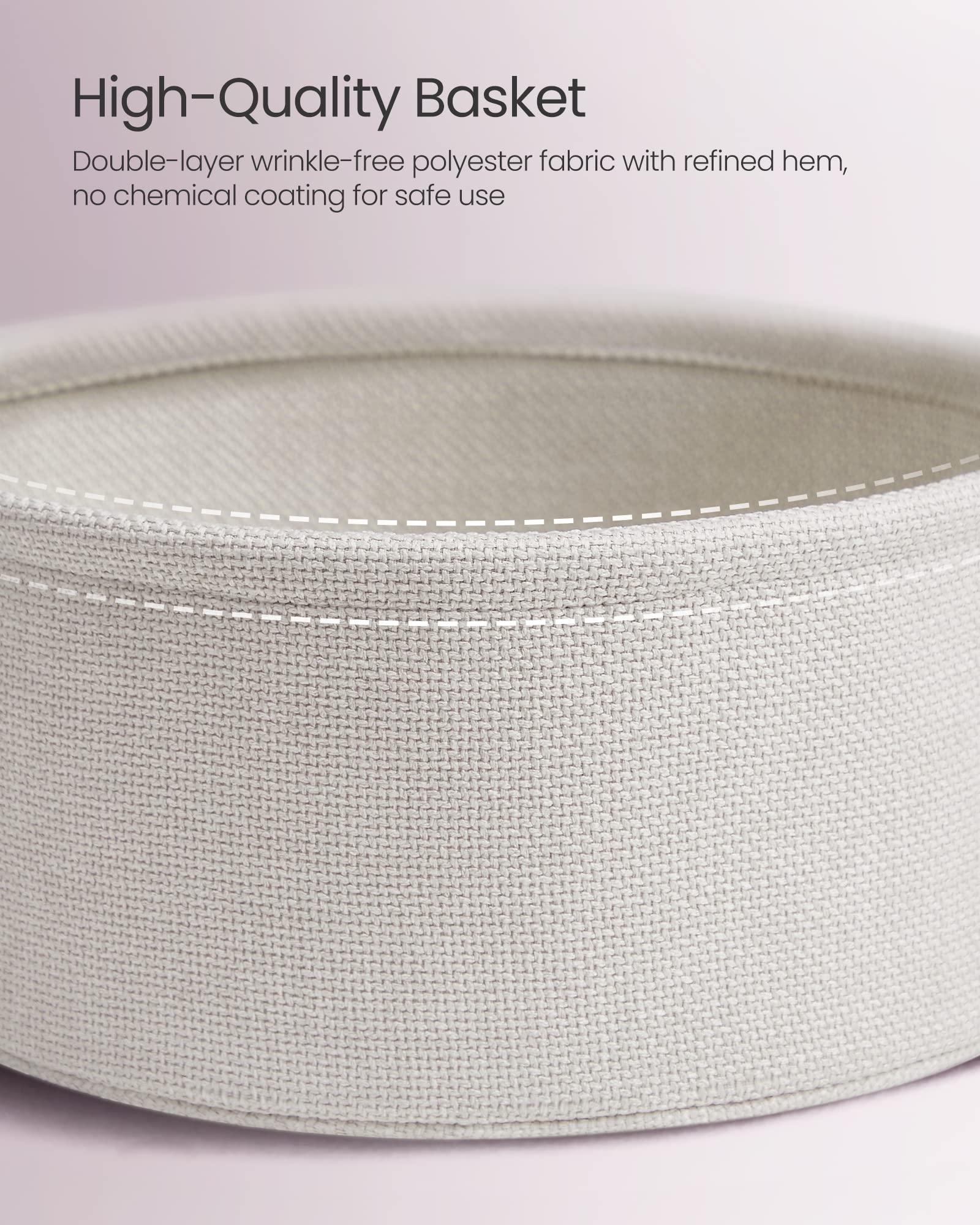 VASAGLE Round End Table with Fabric Basket - Pastel Pink & Cloud White | 45 x 50 cm 6