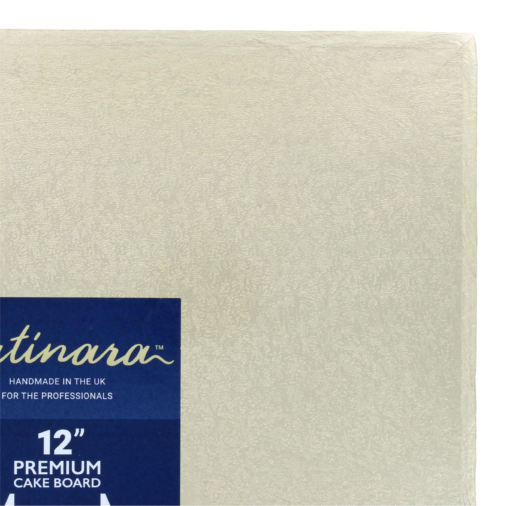 Satinara 12 Inch Square Cake Board - 12mm Thick Pale Gold Foil Drum | Handmade in UK 5