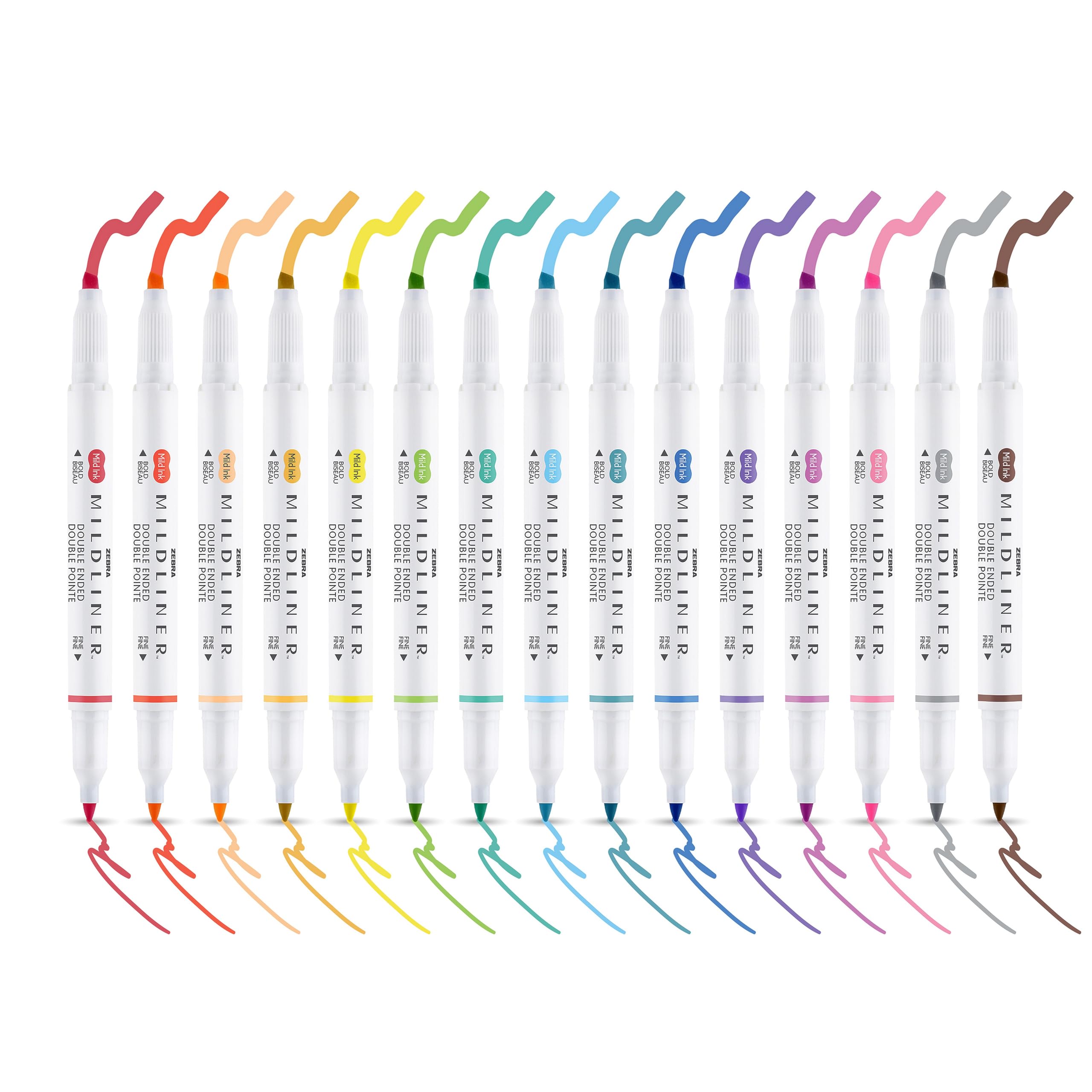 Zebra Pen Mildliner Creative Marker Double Ended Soft Mild Color | 15 Pack | Dual Tip 3