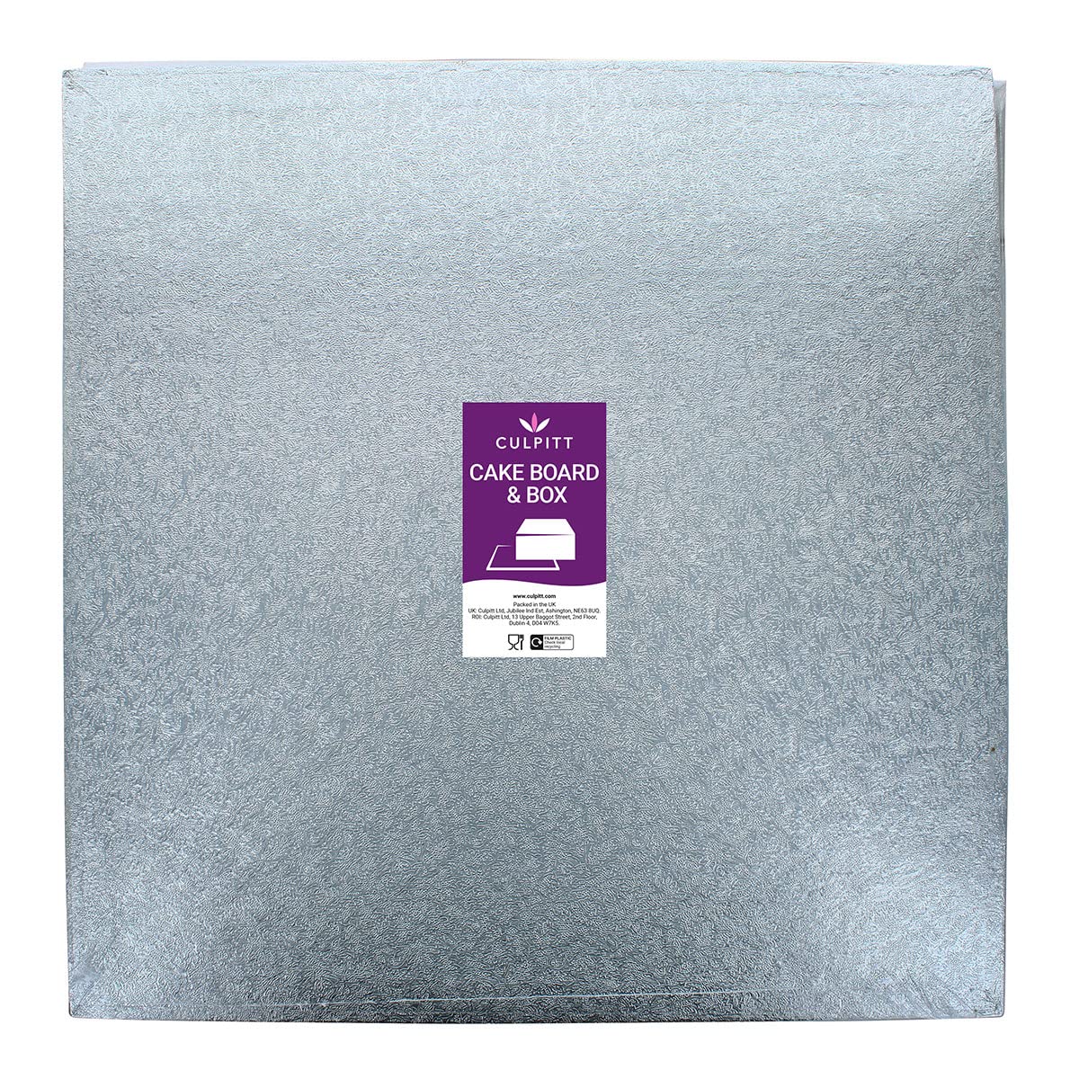 Culpitt 14 Inch Square Silver Cake Drum Board and White Cake Box Combo | Sturdy Support 3