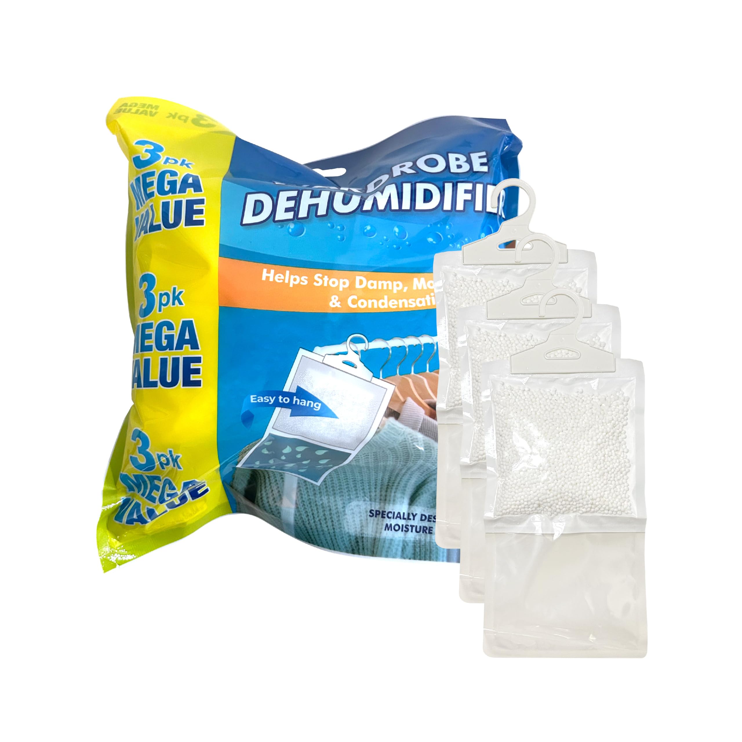 1ABOVE Hanging Wardrobe Dehumidifiers - 3 Pack, 180g Each | Unscented Moisture Absorber for Closets