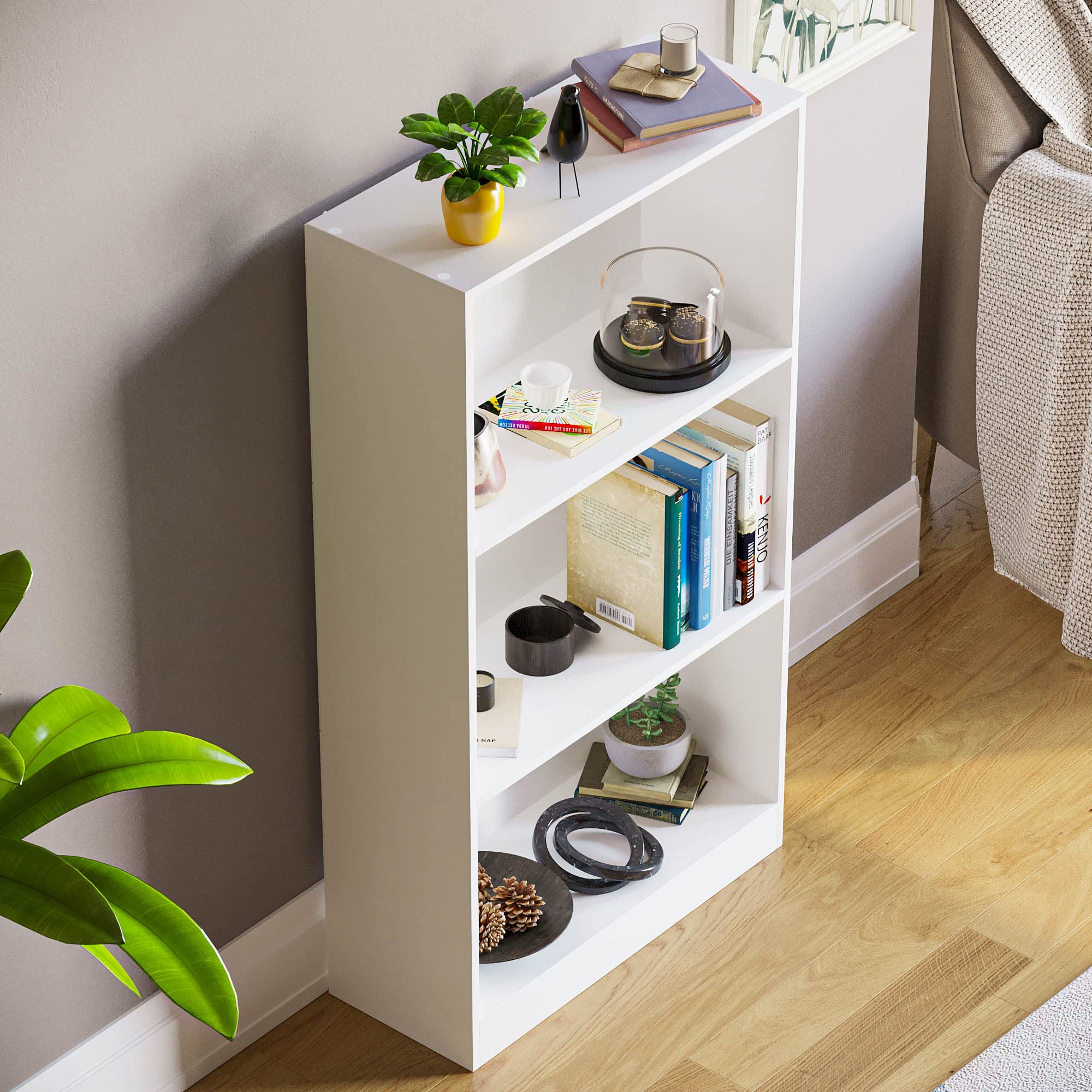 Vida Designs Cambridge 3 Tier Medium Bookcase - White Wood Shelving | H 108 x W 60 cm 4