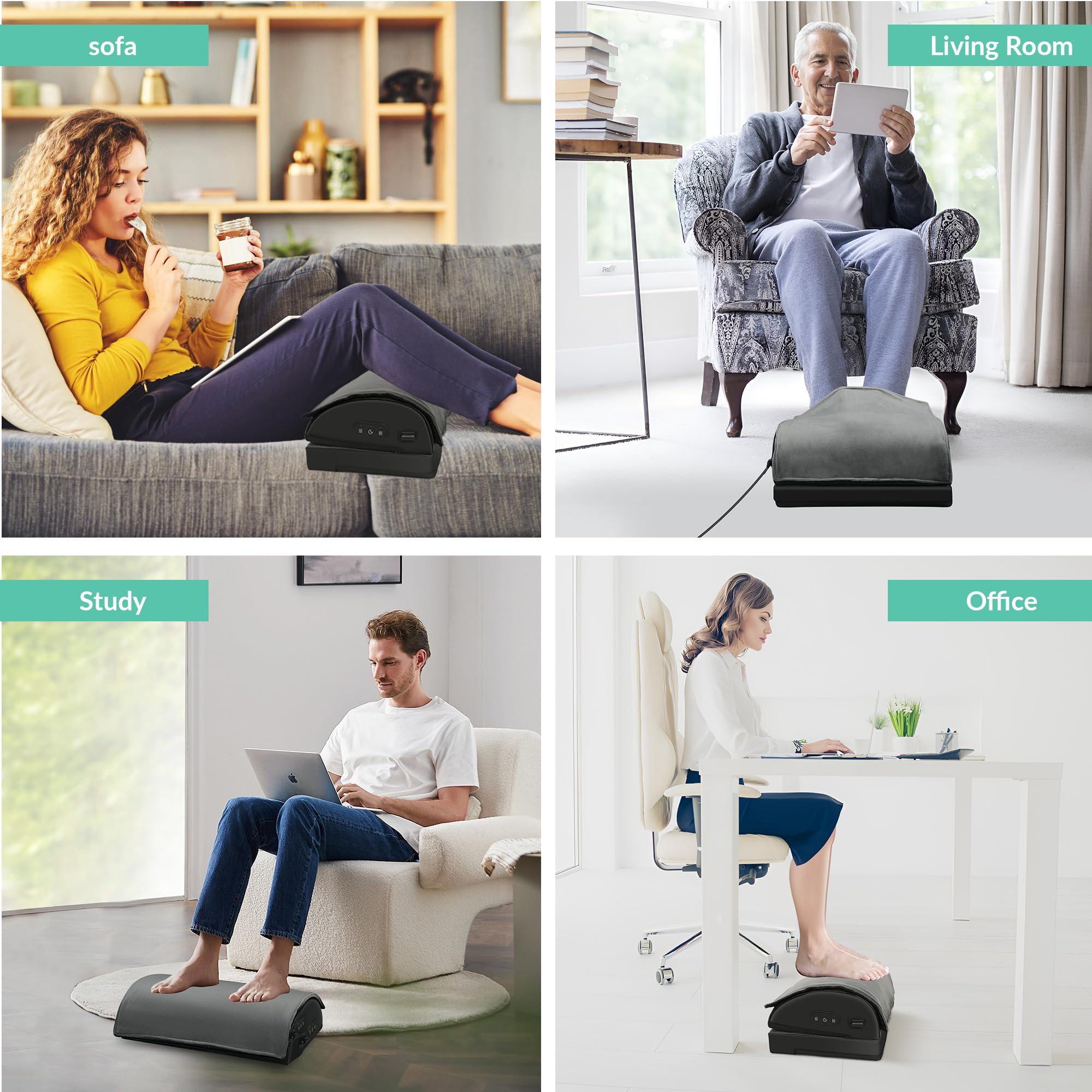 Snailax Heated Foot Rest Under Desk with Vibration Massage | Double Layer Adjustable Height | Memory Foam 6