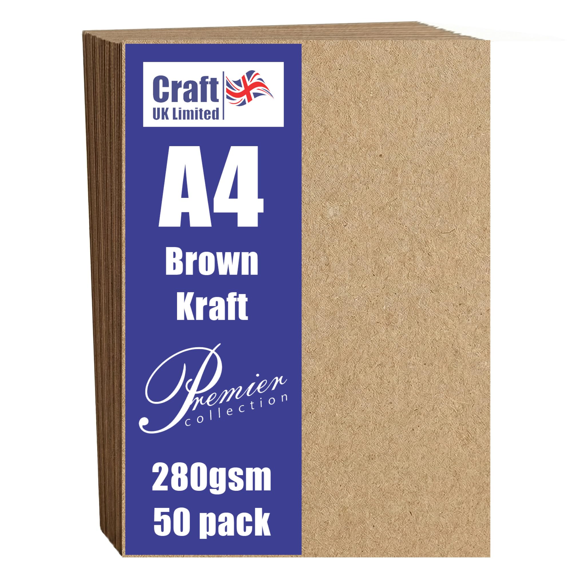 Craft UK Kraft Card - 280gsm A4 Sheets, Brown Lapwing Color | Pack of 50 1