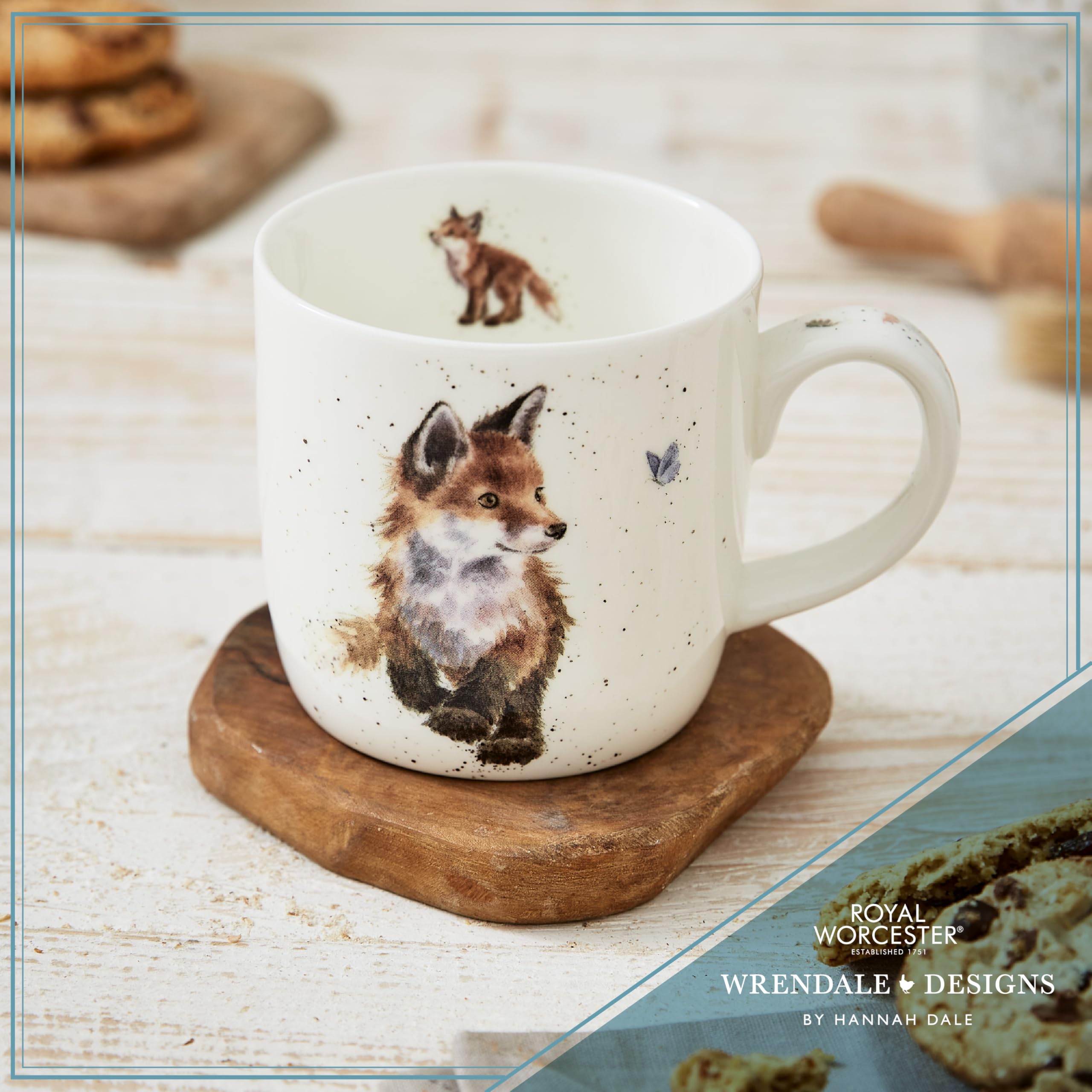 Wrendale Designs Fox Ceramic Coffee Cup | 300ml | Microwave Safe | White 2