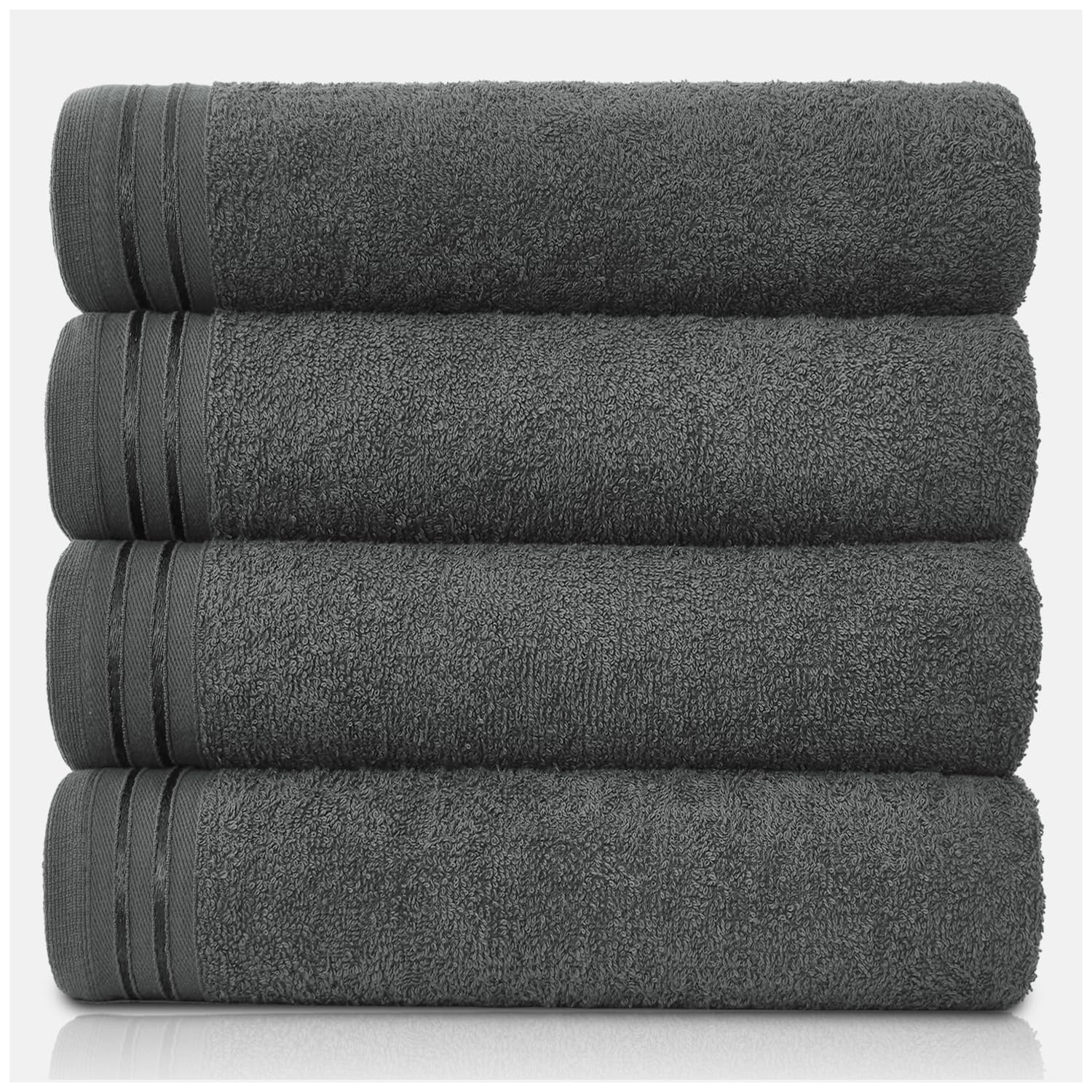 GC GAVENO CAVAILIA Wilsford Bath Sheets - 4 Pack Egyptian Cotton, 450 GSM, Charcoal, 75X135 Cm 1