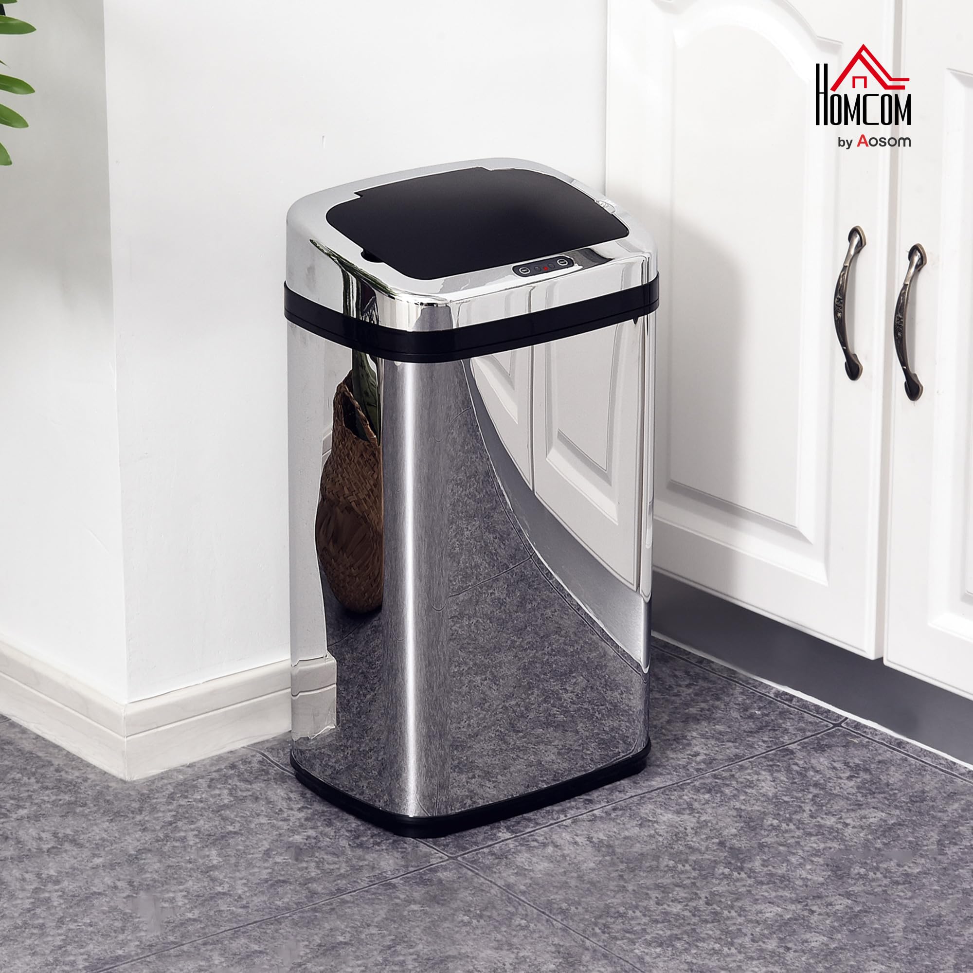 HOMCOM 30L Automatic Sensor Bathroom Bin - Stainless Steel | Motion Activated | Medium Size