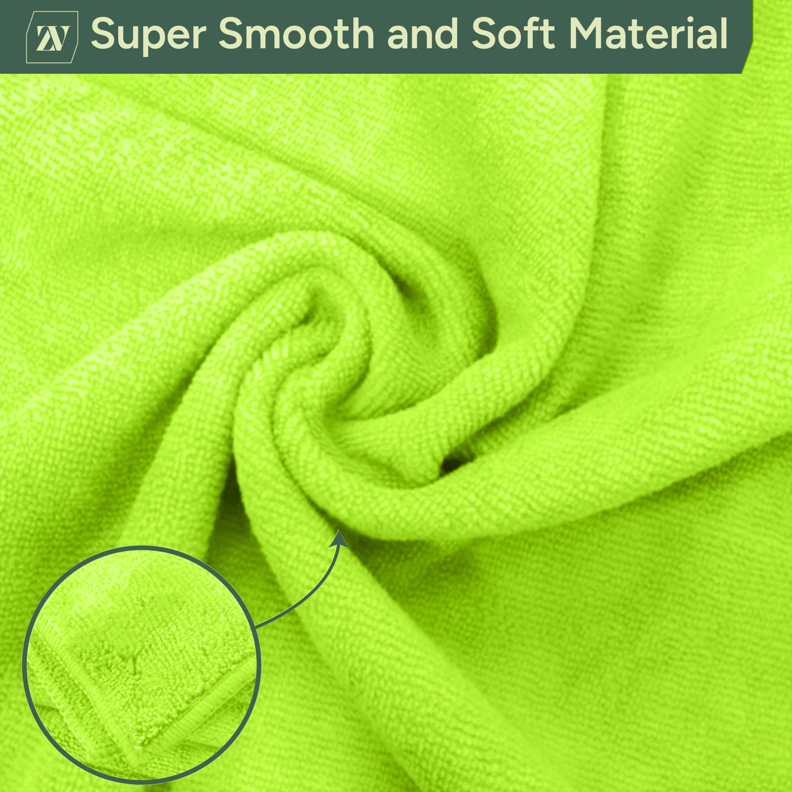 Zuvo Microfiber Cloths - Pack of 12, 32x32 cm, Ultra-Soft, Highly Absorbent, Green 3