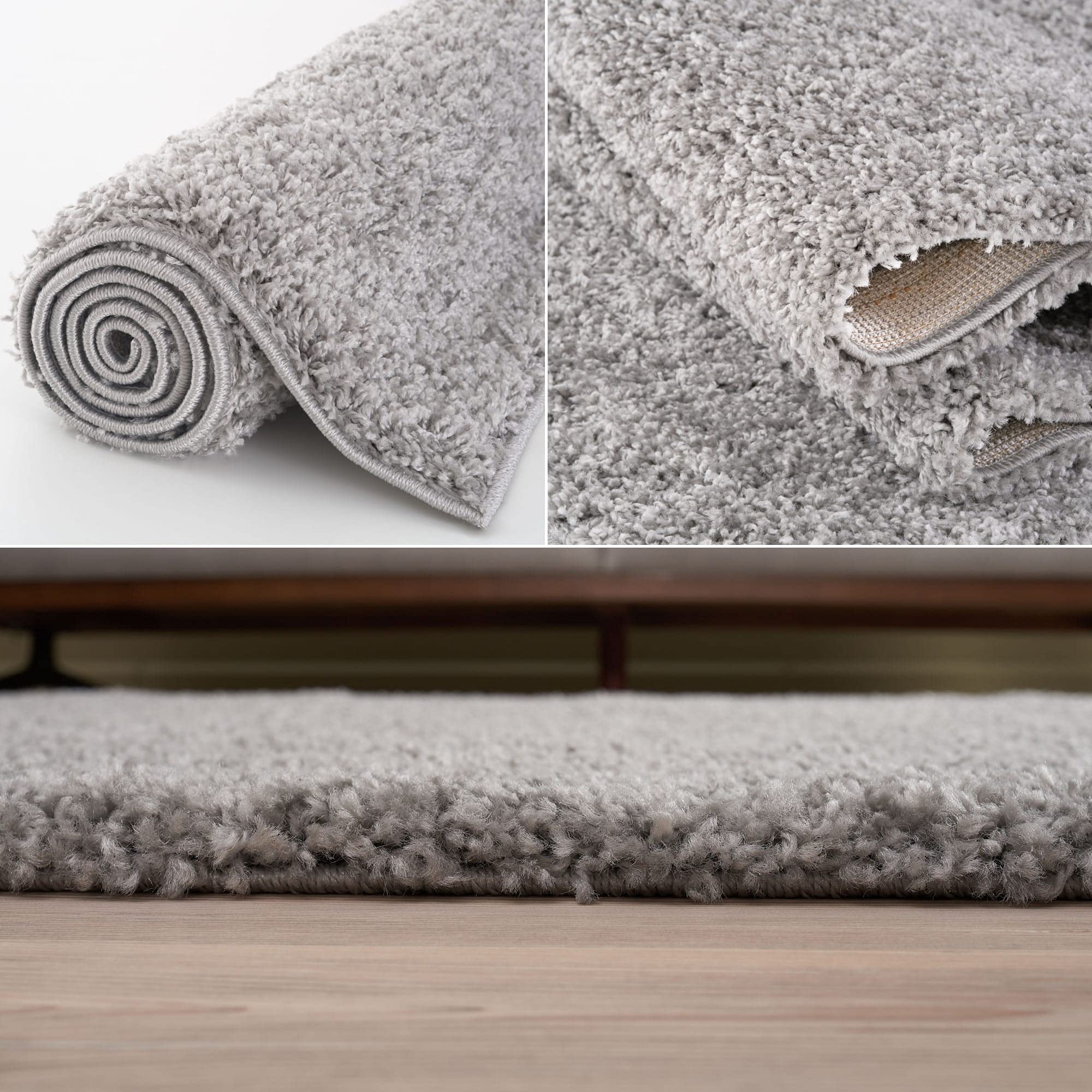 THE RUGS Shaggy Area Rug - Soft Polypropylene | 60 x 110 cm Grey | Oeko-Tex Certified 6