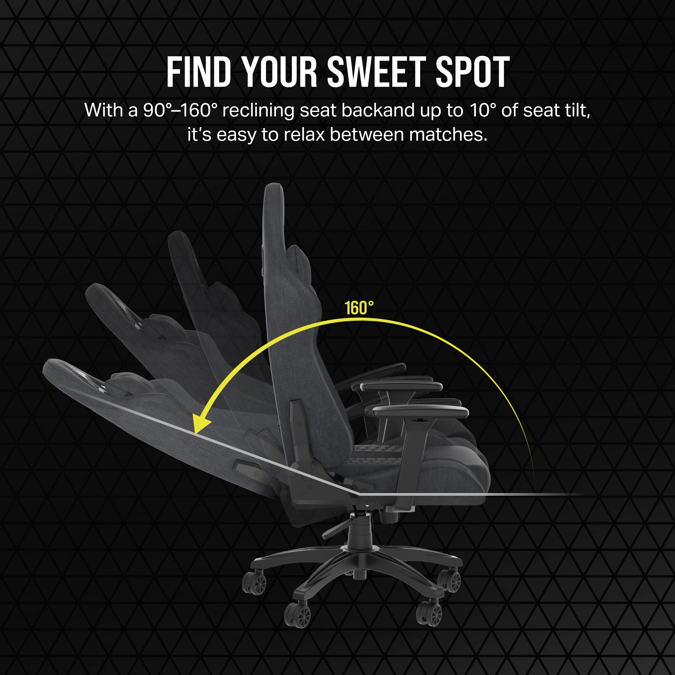 Corsair TC100 RELAXED Gaming Chair - Fabric, Grey & Black | Adjustable Height, Lumbar Support 7