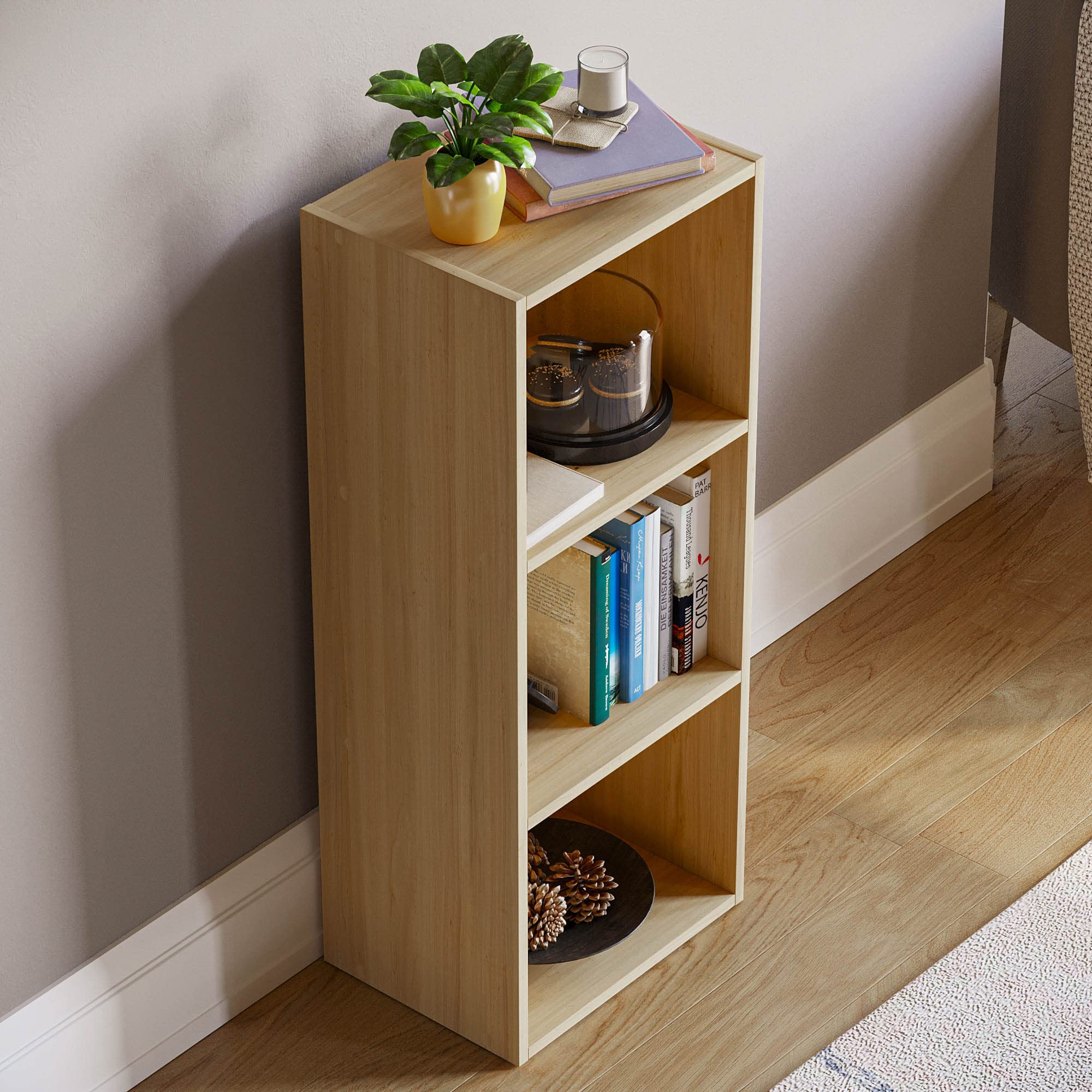 Vida Designs Oxford 3 Tier Cube Bookcase - Oak Wood Shelving Unit | H 80 x W 32 x D 24 Cm 7